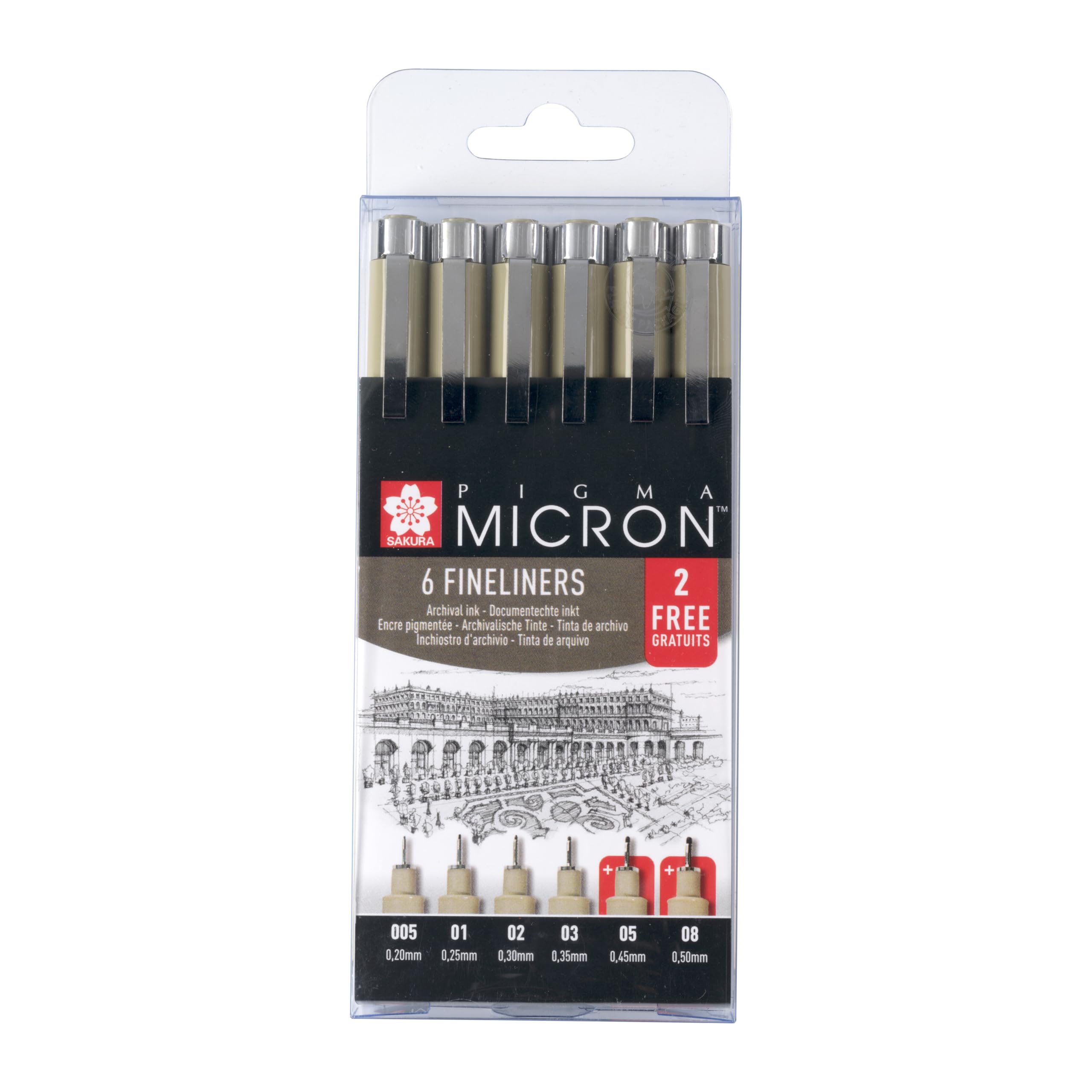 Sakura Pigma Micron Fineliner Set, Exclusive 4+2 Offer, Premium Archival Ink, Waterproof, Fade-Resistant, Perfect for Artists, Designers & Hobbyists