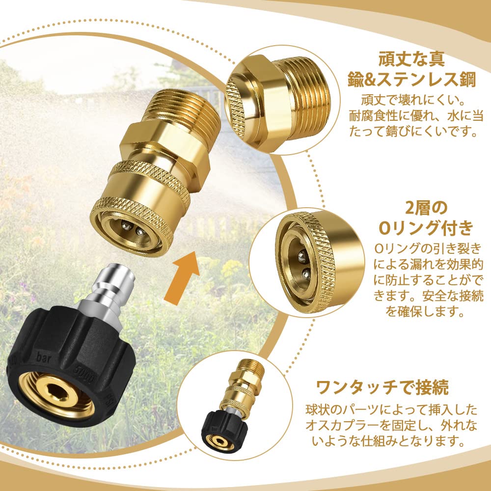 Amazon.co.jp: EMAGEREN 高圧洗浄機用アダプター 2個入 真鍮製