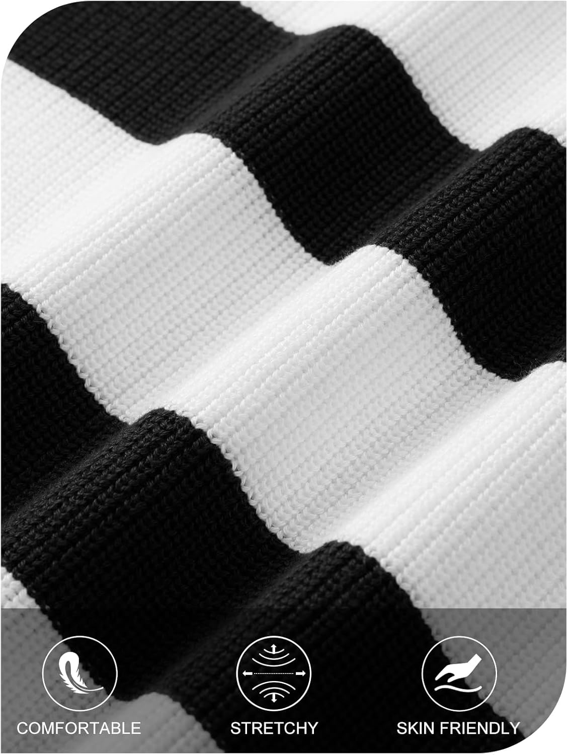 MEROKEETY Women's 2 Piece Sweater Lounge Sets Striped Long Sleeve Shorts Oversized Matching Outfits - Image 6