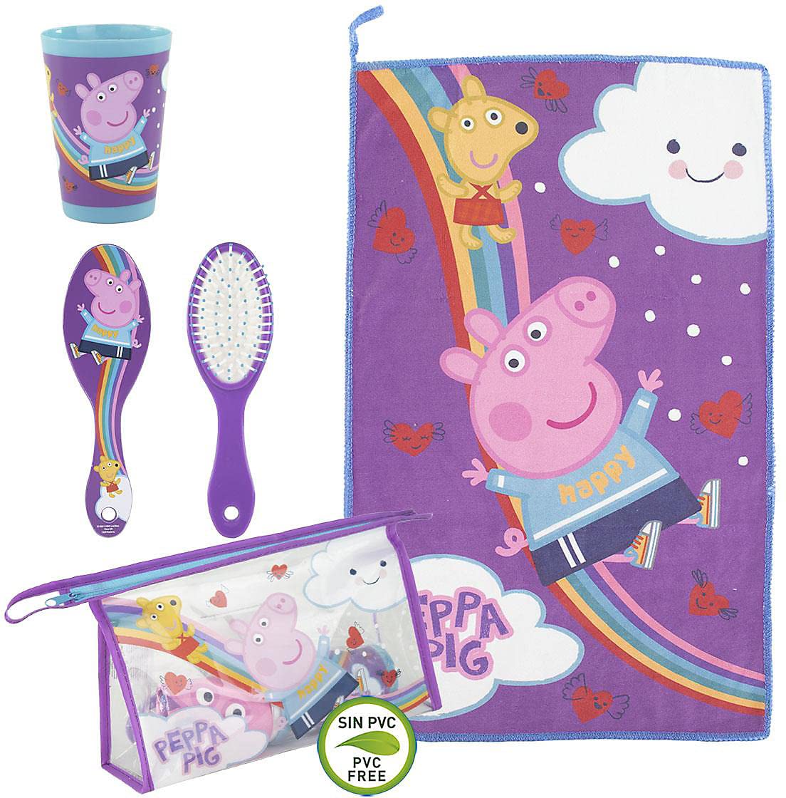 CERDÁ LIFE'S LITTLE MOMENTS Neceser Infantil Completo de Peppa Pig-Licencia Oficial Nickelodeon para Niñas, Morado, Especialmente recomendado 2 a 8 años