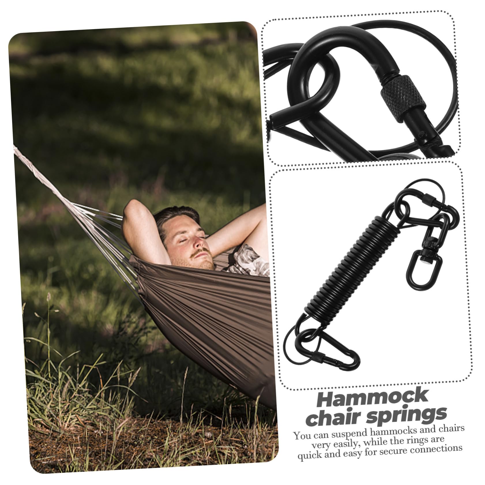 Kit de Resortes Oscilantes de Acero Inoxidable y Hierro para Colgar Hamacas y Sillas Colgantes, Anillos de Resorte para Uso en Exteriores y Suspensión Segura