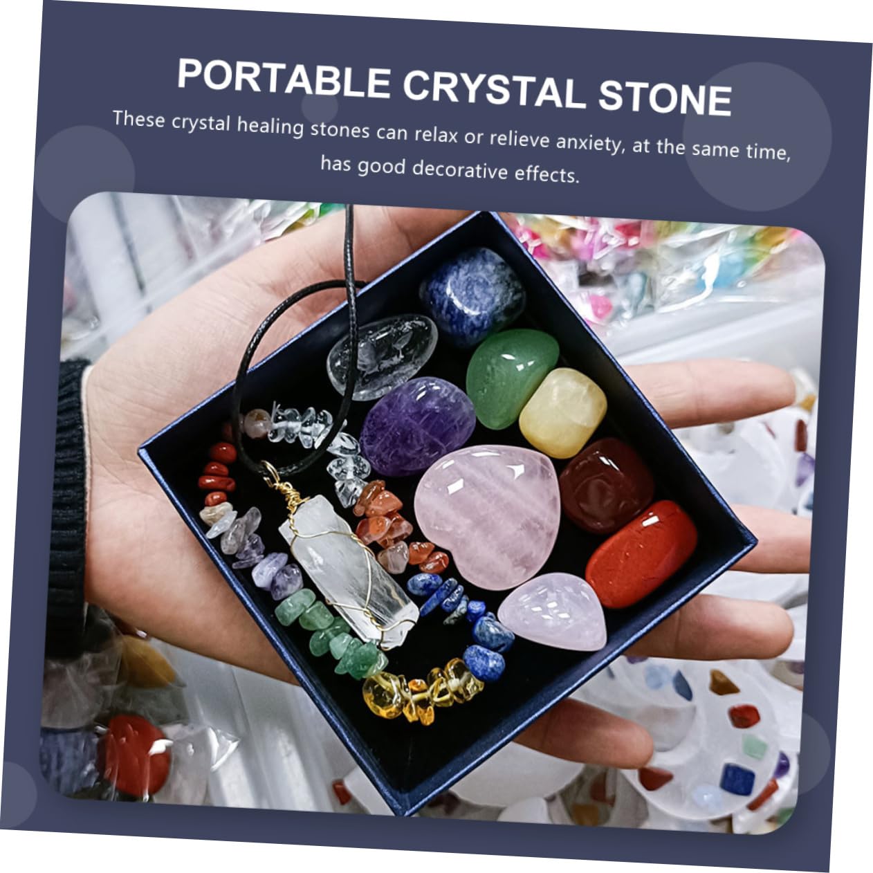 Set de Colgante de Cristal de 7 Chakras Caja, 1 Juego