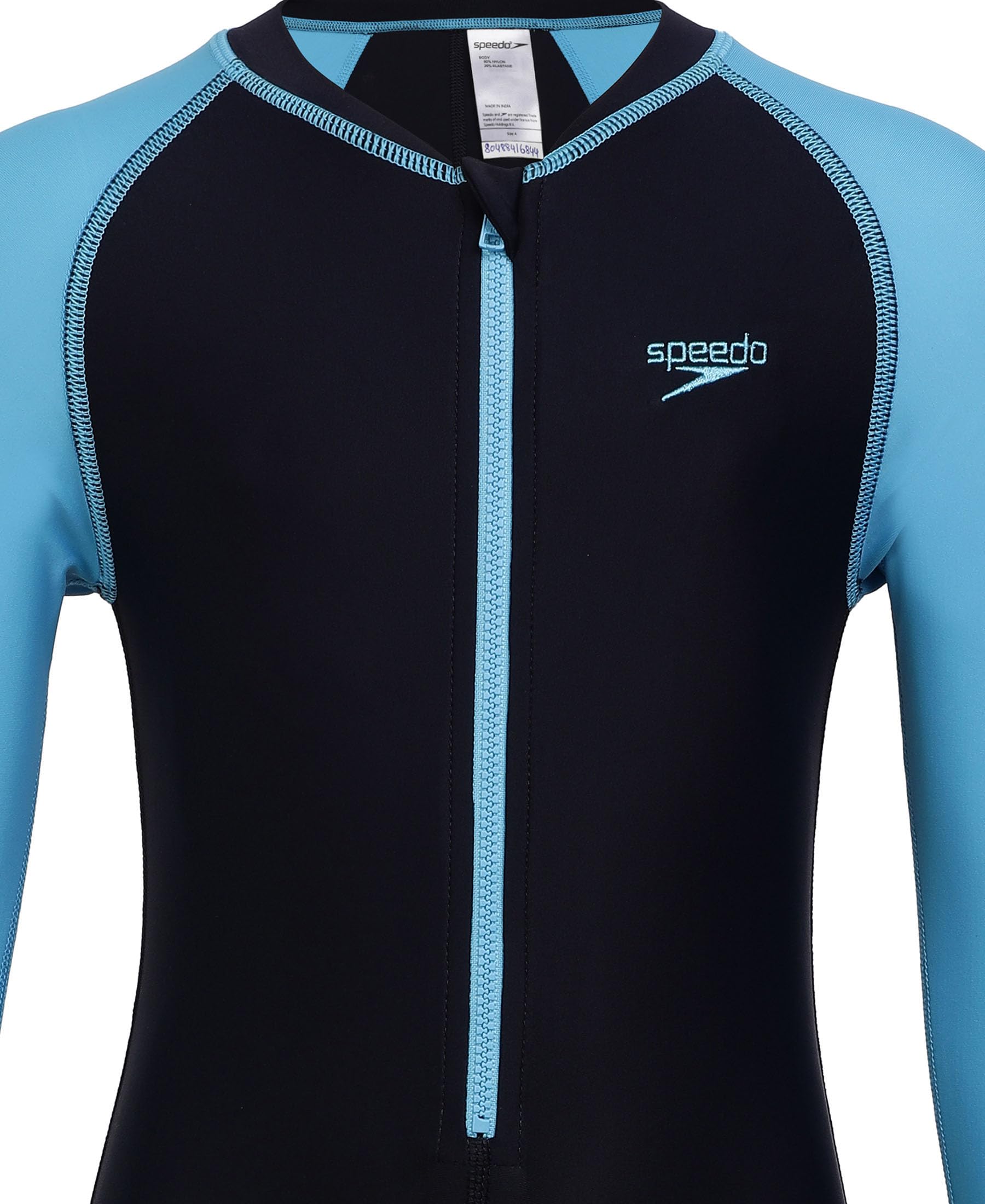 Speedo Tots Unisex Endurance 10 High Chlorine Resistant UPF 40+ Sun Protection All in One Suit for Boys and Girls - True Navy & Picton Blue 3