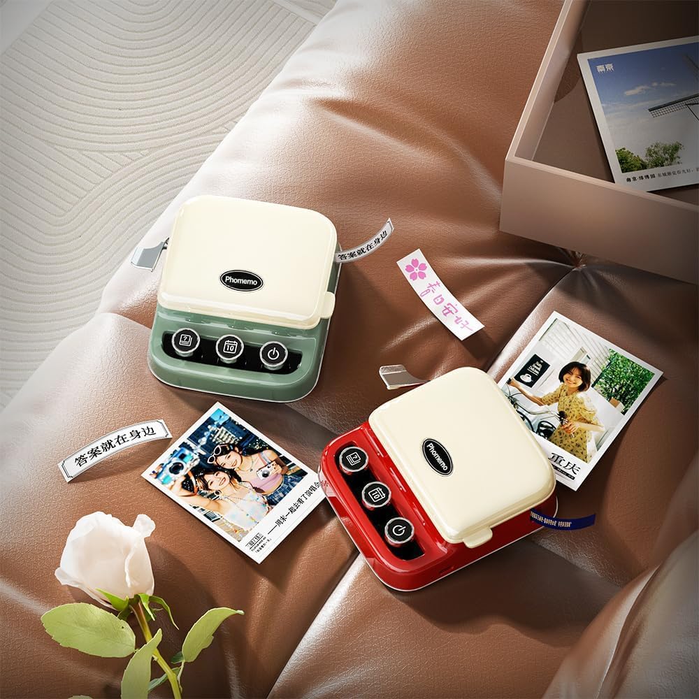 Phomemo P15 Etichettatrice a Nastro Rétro –Stampante per Etichette Adesive Bluetooth con Stampa Data in un Clic –Ideale per Decorazioni e Confezioni Regalo –Con Confezione Regalo e 1 Rotolo – Verde