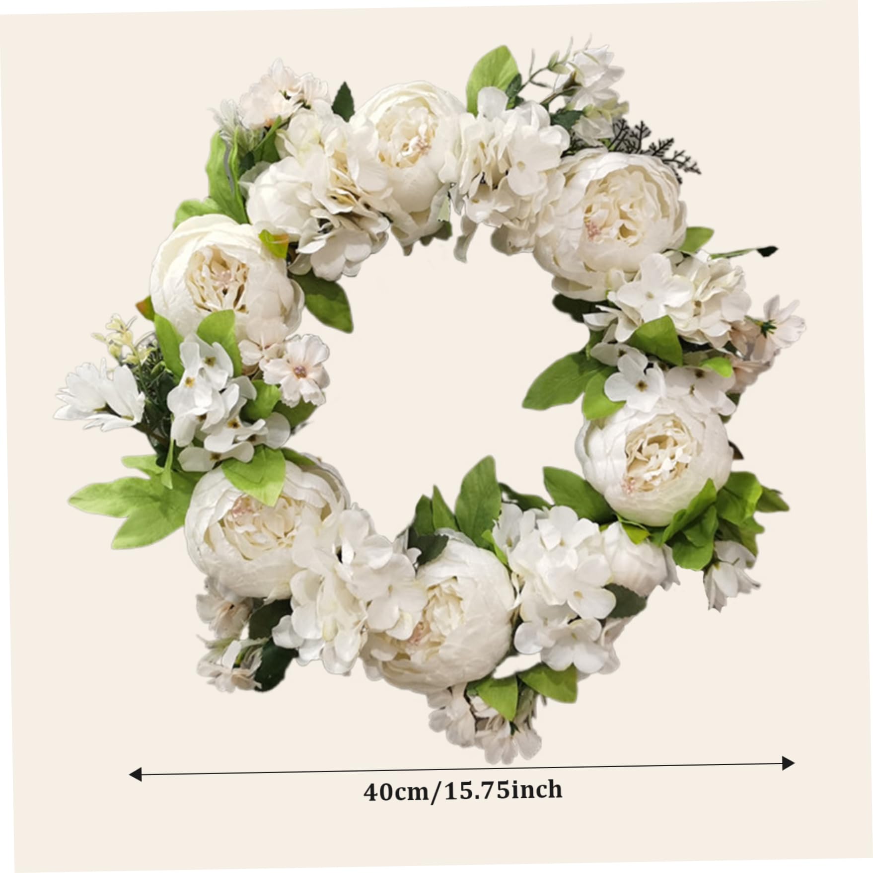 Frühlingskränze für die Haustür, 40,6 cm, Pfingstrosenkranz, künstlicher Blumenkranz, dekorativer Blumenkranz, Girlande für Hochzeit, Geburtstag, Wohnzimmerdekoration, weißer Pfingstrosenkranz, Blumen