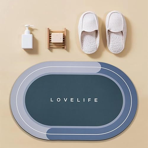 Miniatura 9 de Tapetes de baño de goma de secado rápido, antideslizantes, súper absorbentes, de secado instantáneo, alfombra de baño frente al fregadero de la