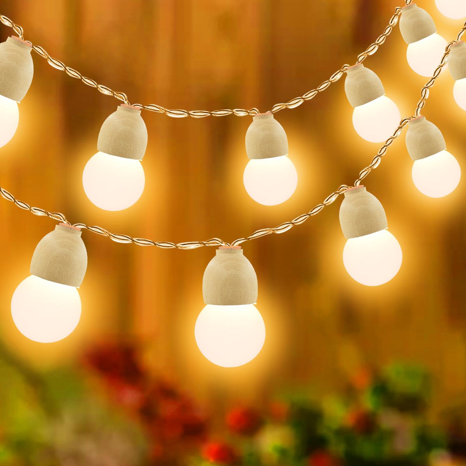Liyade Cadena de luces LED para interiores, 2,2 m, 10 ledes, funciona con pilas, con temporizador, bolas de luz, para interiores, fiestas, bodas, habitaciones infantiles, Navidad, balcón (blanco
