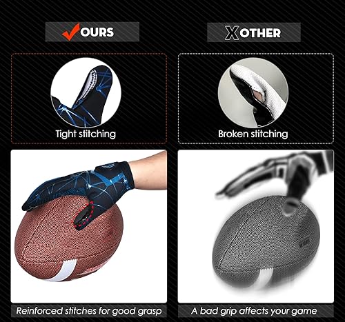 Miniatura 3 de ACESHIP Guantes de fútbol para adultos, guantes de fútbol de rendimiento mejorado y guantes de fútbol de alto agarre para adultos y niños