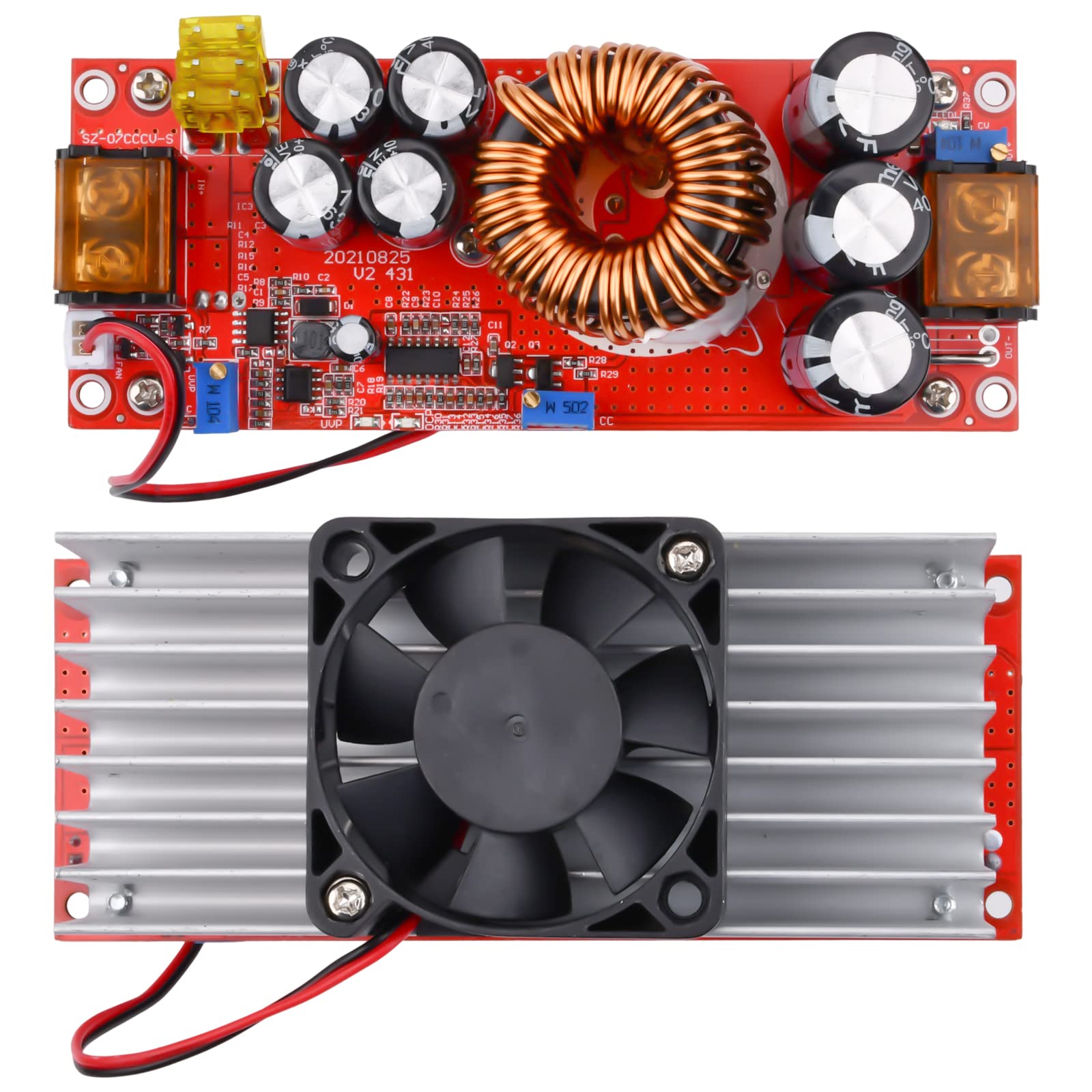Aideepen Convertidor de impulso de 1800 W, 40 A, CC CC, convertidor ascendente, módulo de alimentación constante, 12-60V hasta 12V-90V