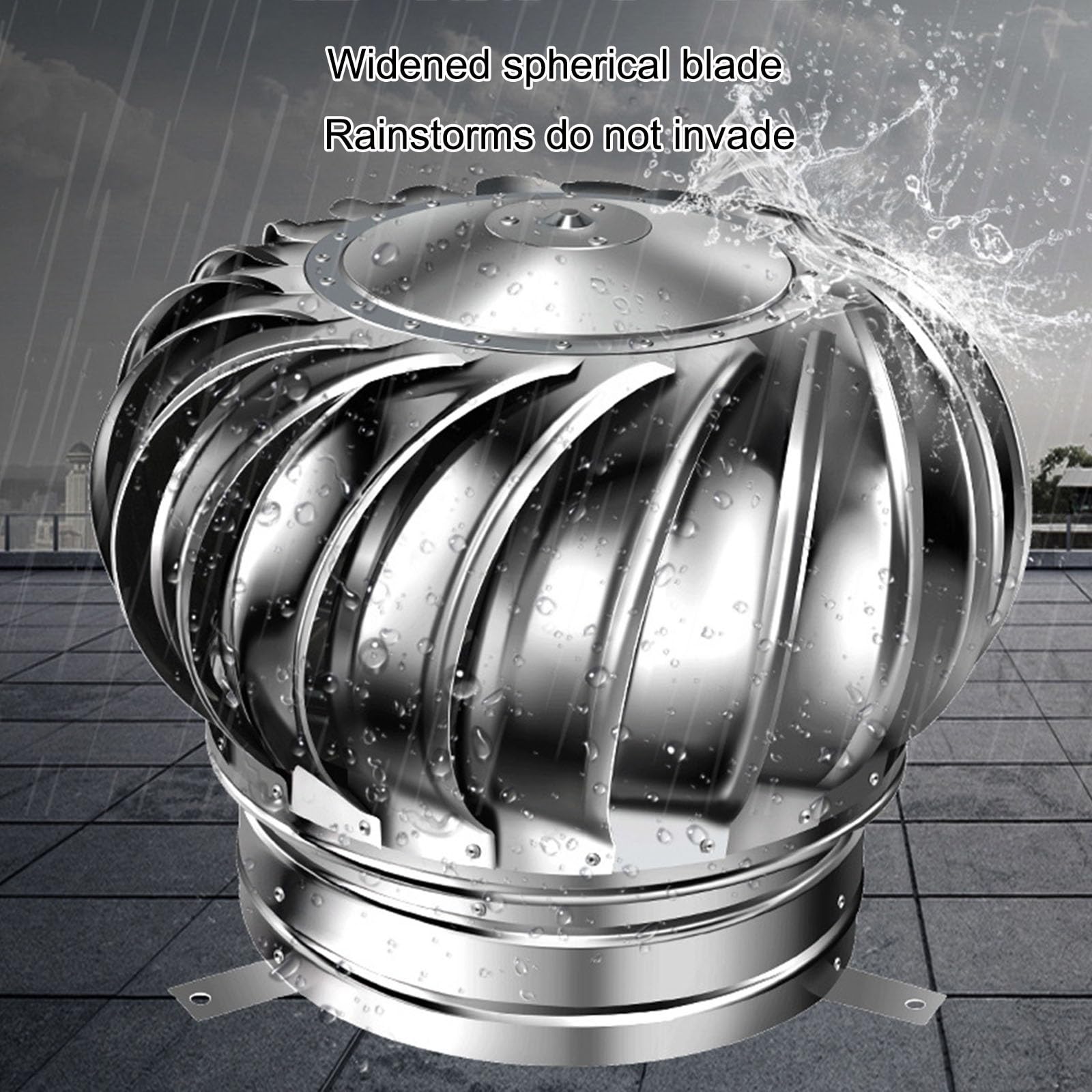 Sombrerete de Chimenea, sombrerete de Techo contra Lluvia, sombrerete de Acero Inoxidable para Ventilador de turbina rotativa, sombrerete Giratorio Anti-Corriente descendente, para Tejas de