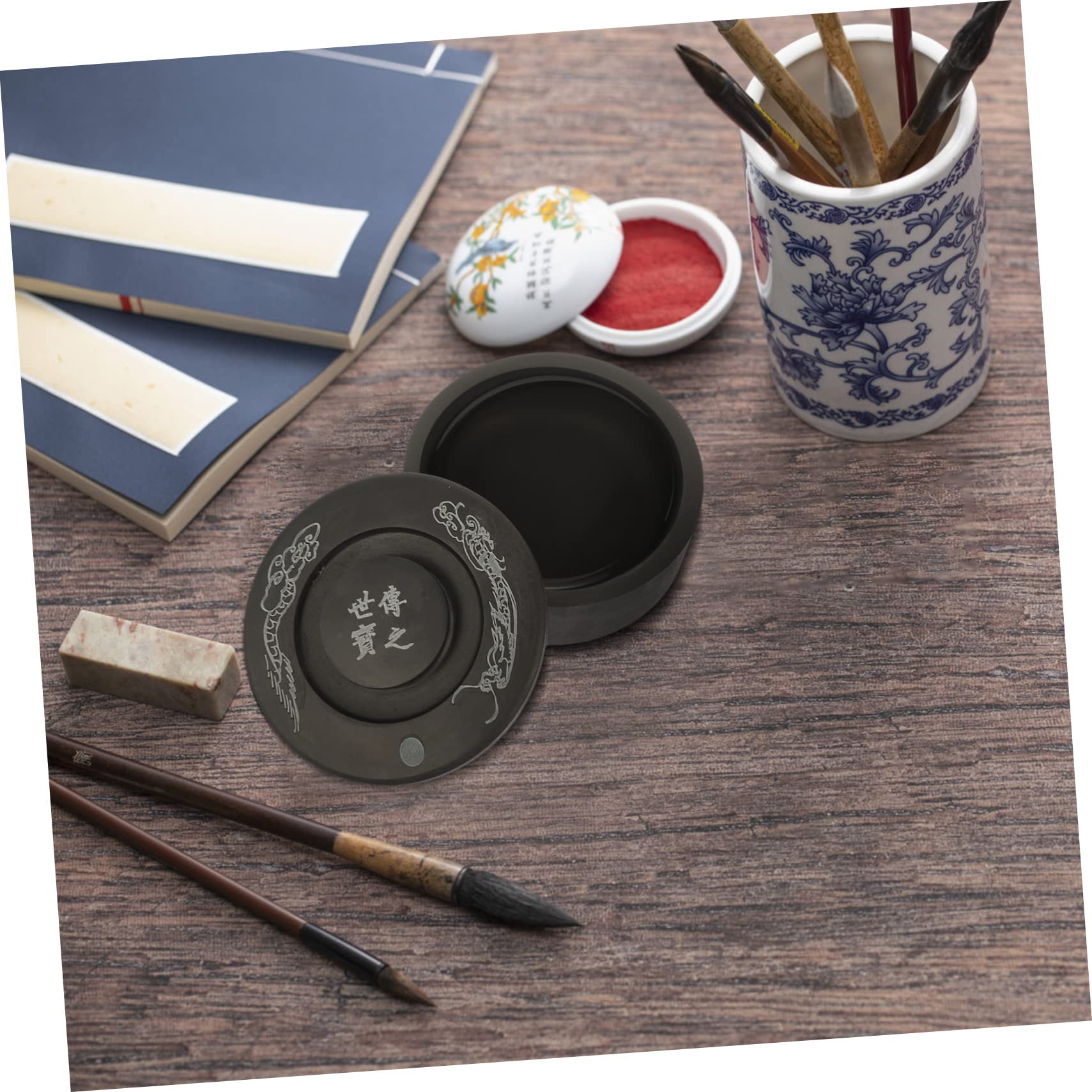 Amazon | ibasenice 寸学生用蓋付き砚台 書道 絵画用の墨磨き具