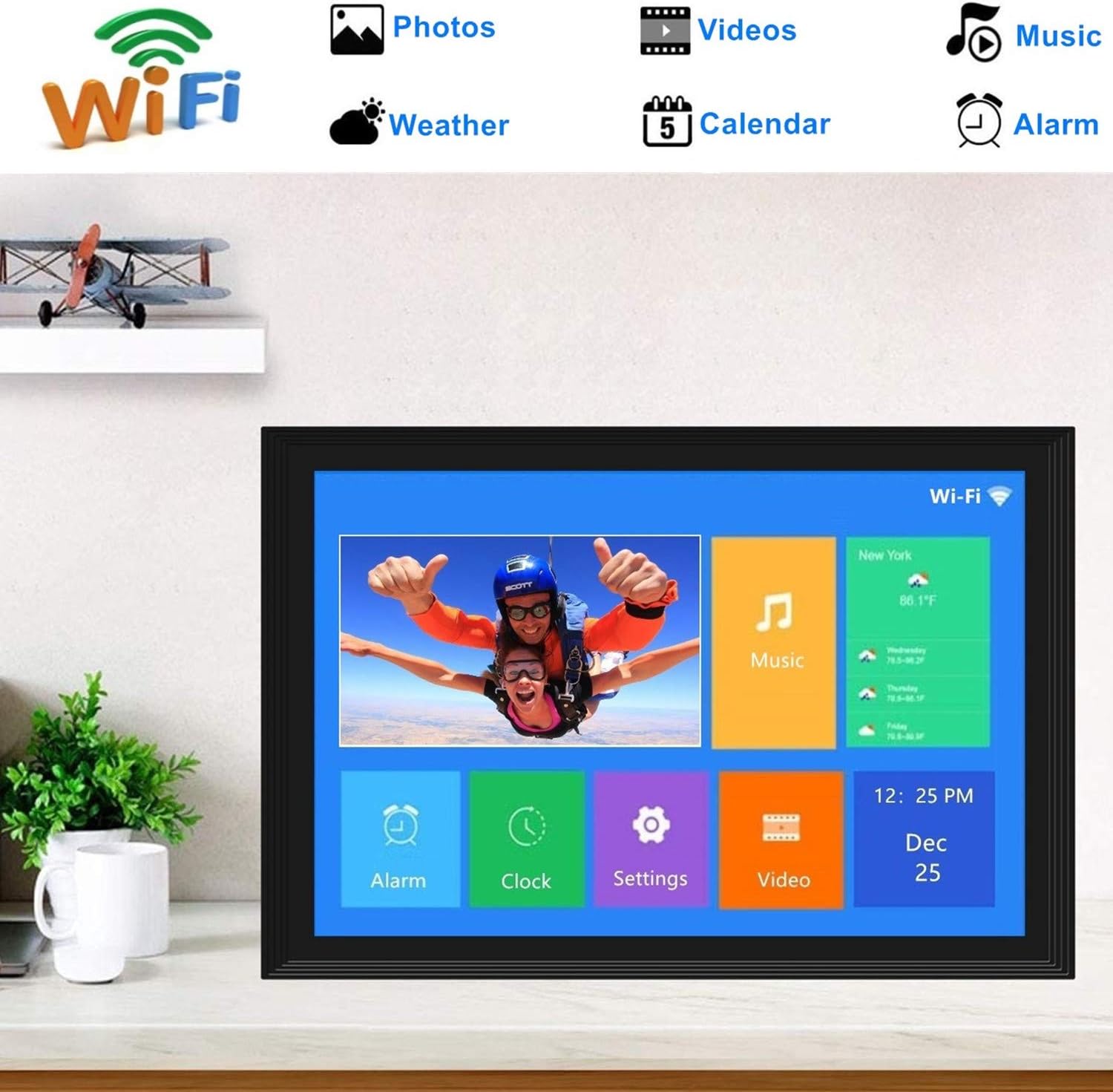 Top Brands Digital Picture Frame 10.1 in, Digital Photo Frame Video Player with Motion Sensor Electronics Picture Frame High Resolution 1280x800 IPS Background Music Stereo/MP3/Calendar/Clock/Time/Remote Control