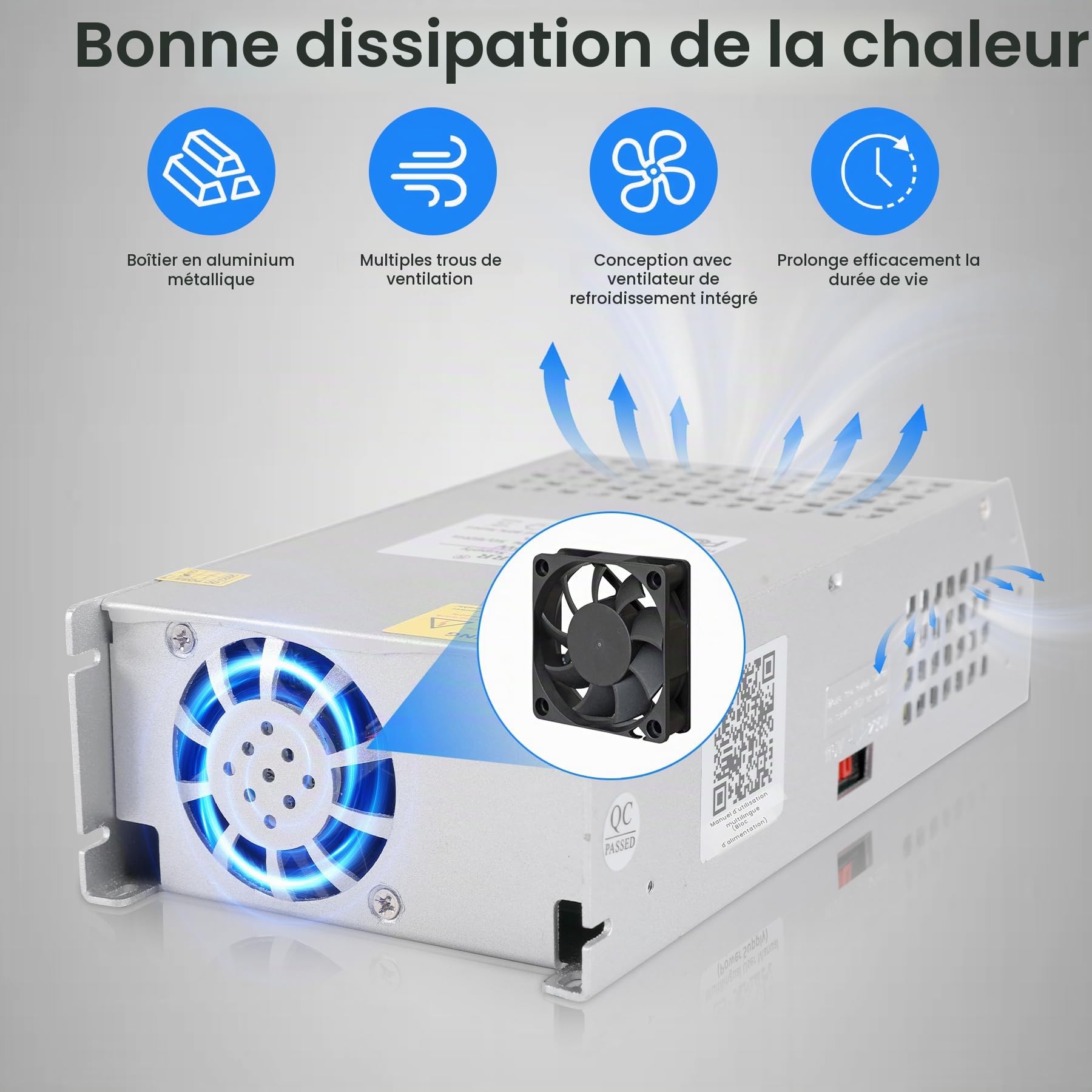 DC 12V 100A 1200W Alimentation Transformateur 220V CA à 12V CC Convertisseur 100A 1200W Alimentation pour 12V Moteur Pompe 3D Imprimeur CCTV Radio
