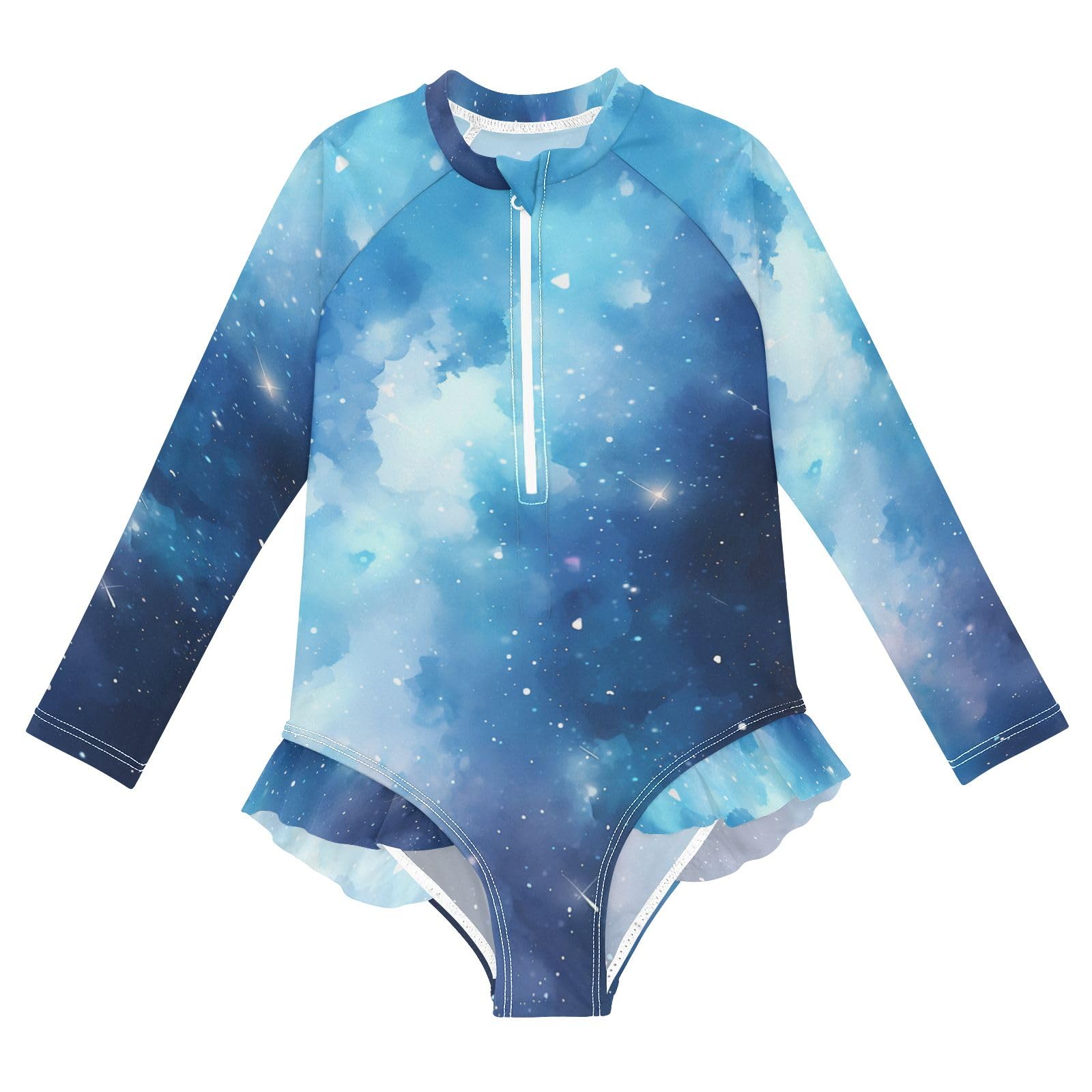 ALAZA Toddler Swimsuit Girl Bathing Suit Swimwear Rash Guard Cloud Watercolor 2 Long Sleeve 3T