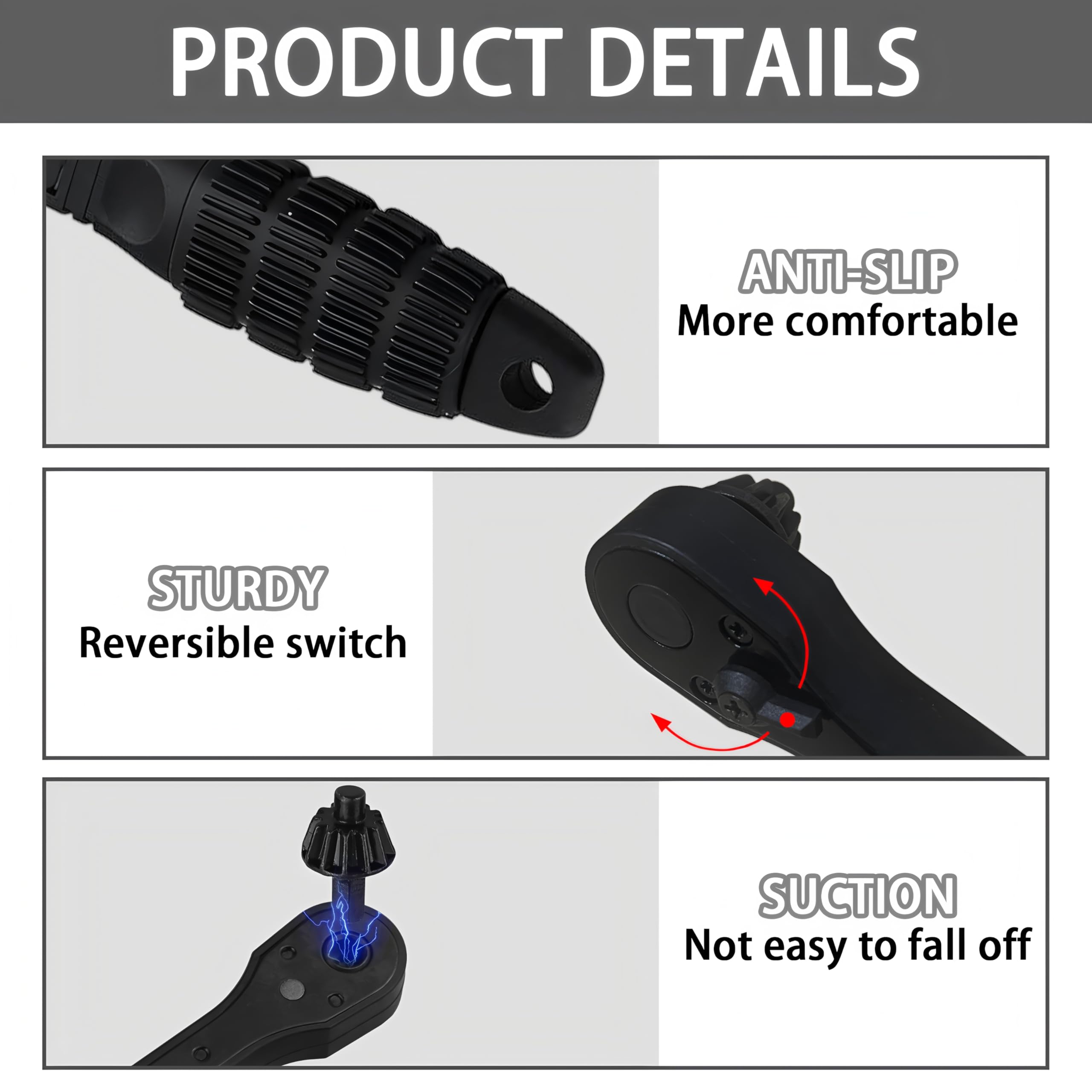 Llave de trinquete 2 en 1, llave de trinquete con 3 tamaños de enchufe y 1 par de guantes, herramienta de repuesto universal para taladros, compatible con la mayoría de taladros eléctricos y