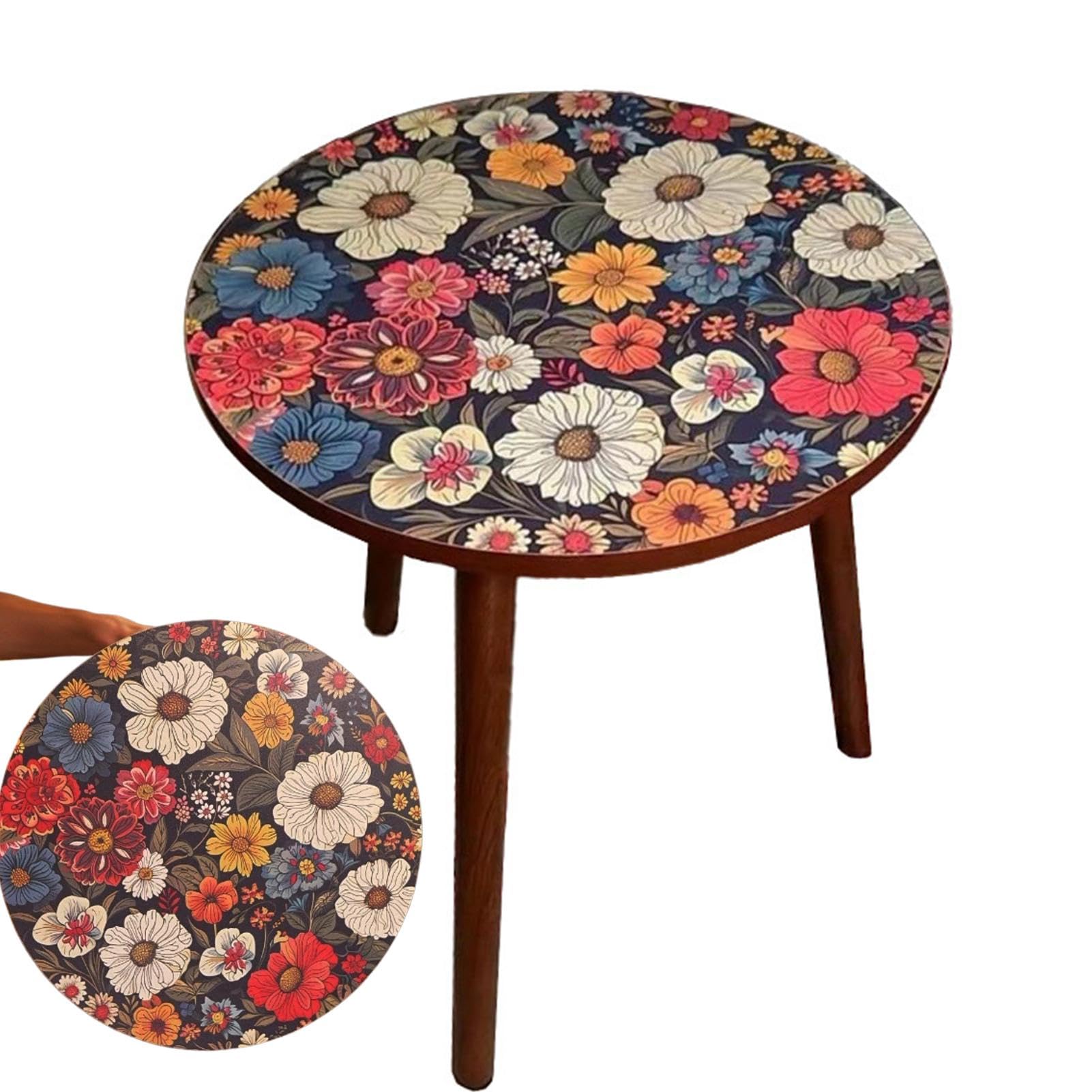 Round Wooden Side Table | Patio Outdoor Tea Table & Sofa Drinks Desk | Versatile Coffee Snack Table, Durable Bedside End Table for Garden, Porch, Living Room, Bedroom Décor