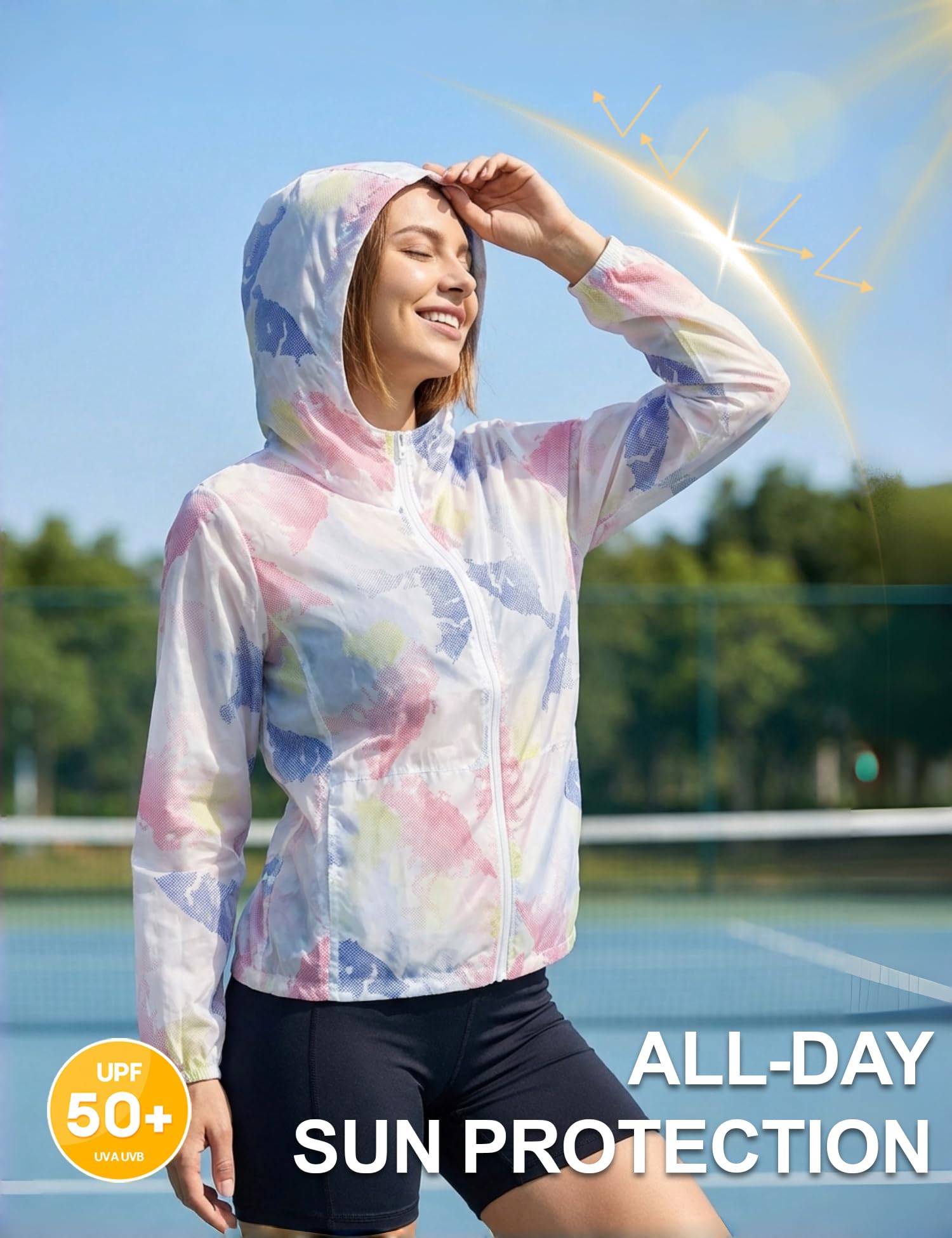 Venzina Women's UPF 50 Sun Protection Jacket, Camo Hoodie, White XL 1
