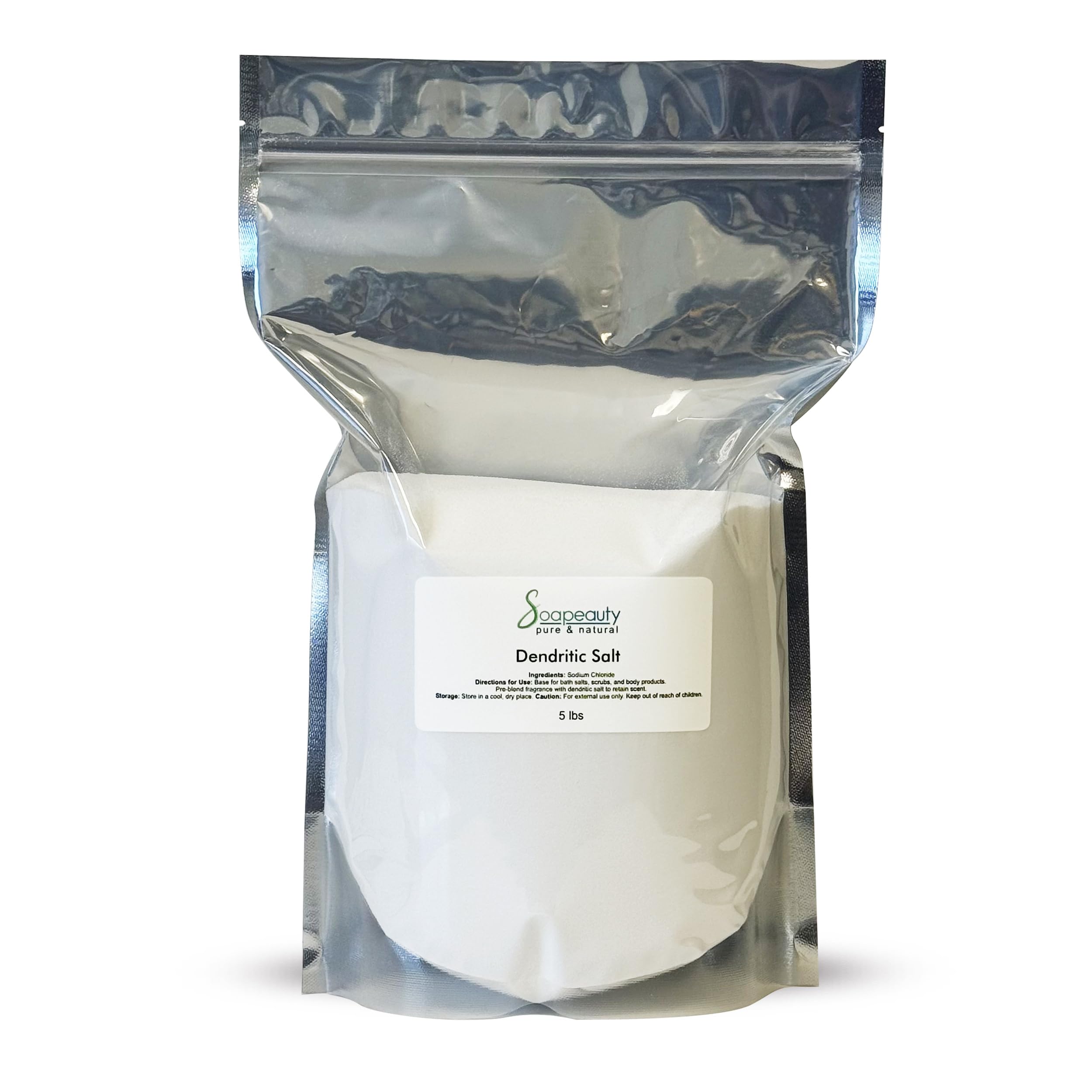 Soapeauty DENDRITIC Salt 5 lbs |Bath Scrub Salts, Salt Scrub, Exfoliants, Milk Bath, and More | Premium Fine Salt Grain for Body Relaxation 5 lbs