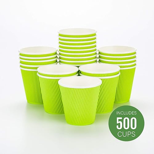Vista 189 de Vasos de café de papel aislado de pared corrugada, 8 oz, Anaranjado