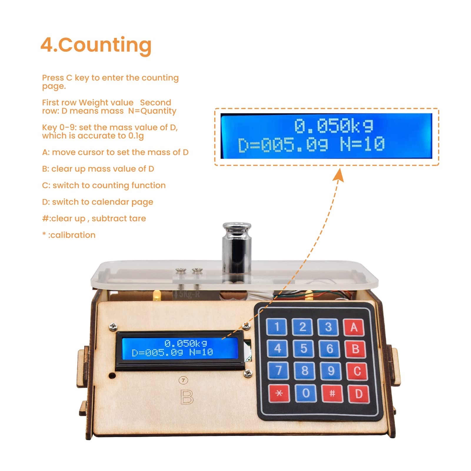Kit di avviamento elettronico con sensore peso cellulare Fai da te modulo 5kg. Conteggio,Alta efficienza