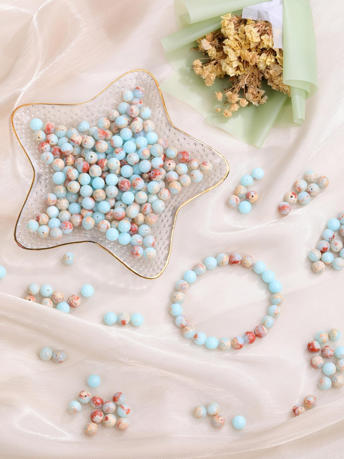 JOVIVI 8mm Blue Imperial Jasper Crystal Beads for Jewellery Making,96Pcs Natural Round Stone Beads for Crafting Loose Gemstone Craft Beads for Jewelry Making Bracelet Necklace DIY - Image 2