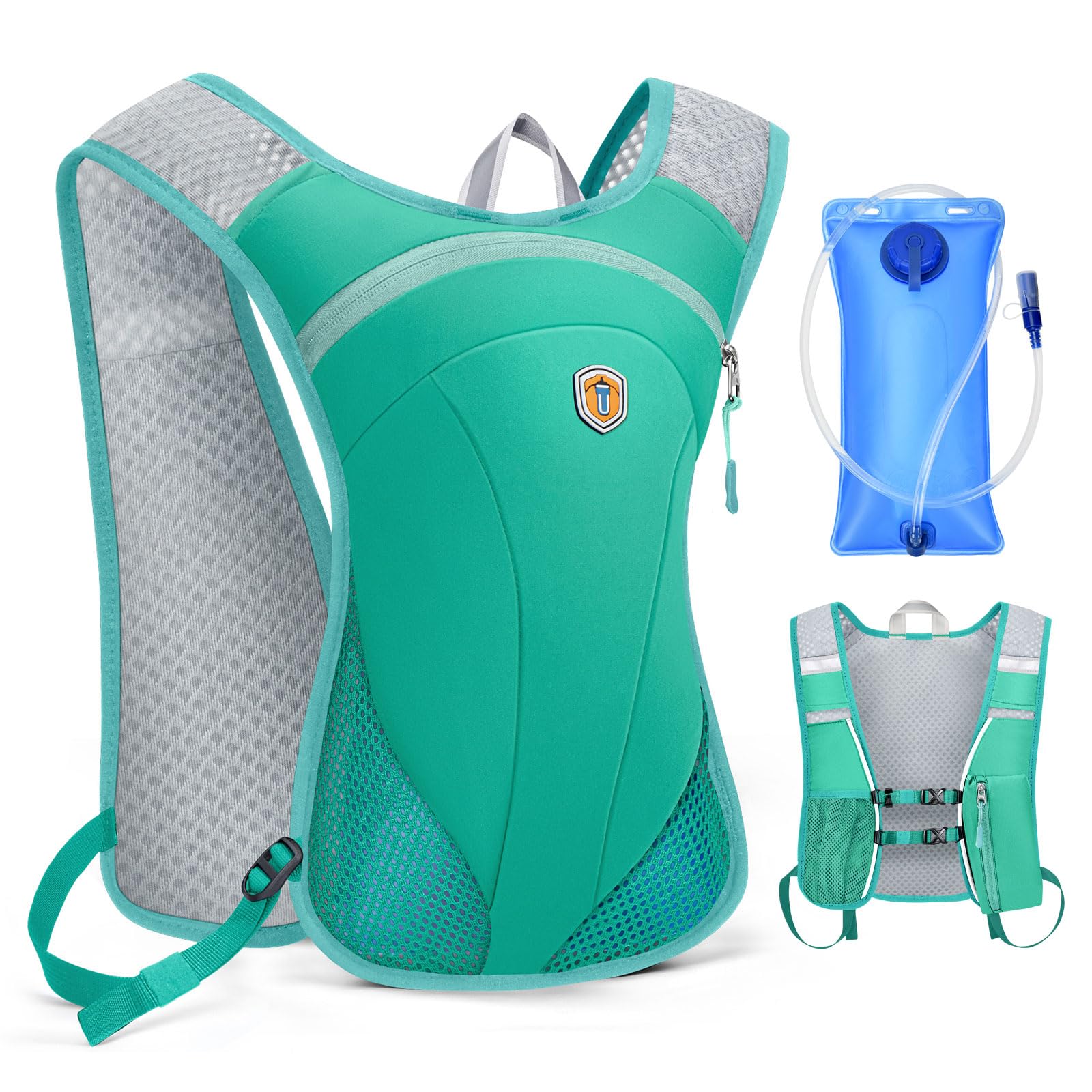 Photo 1 of MIAOJIE Hydration Backpack with 2L Water Bladder Bag, Lightweight and Breathable Running Vest for Men, Adjustable Chest Straps Water Pack for Cycling Hiking Climbing Outdoor Rave for Women(Green)