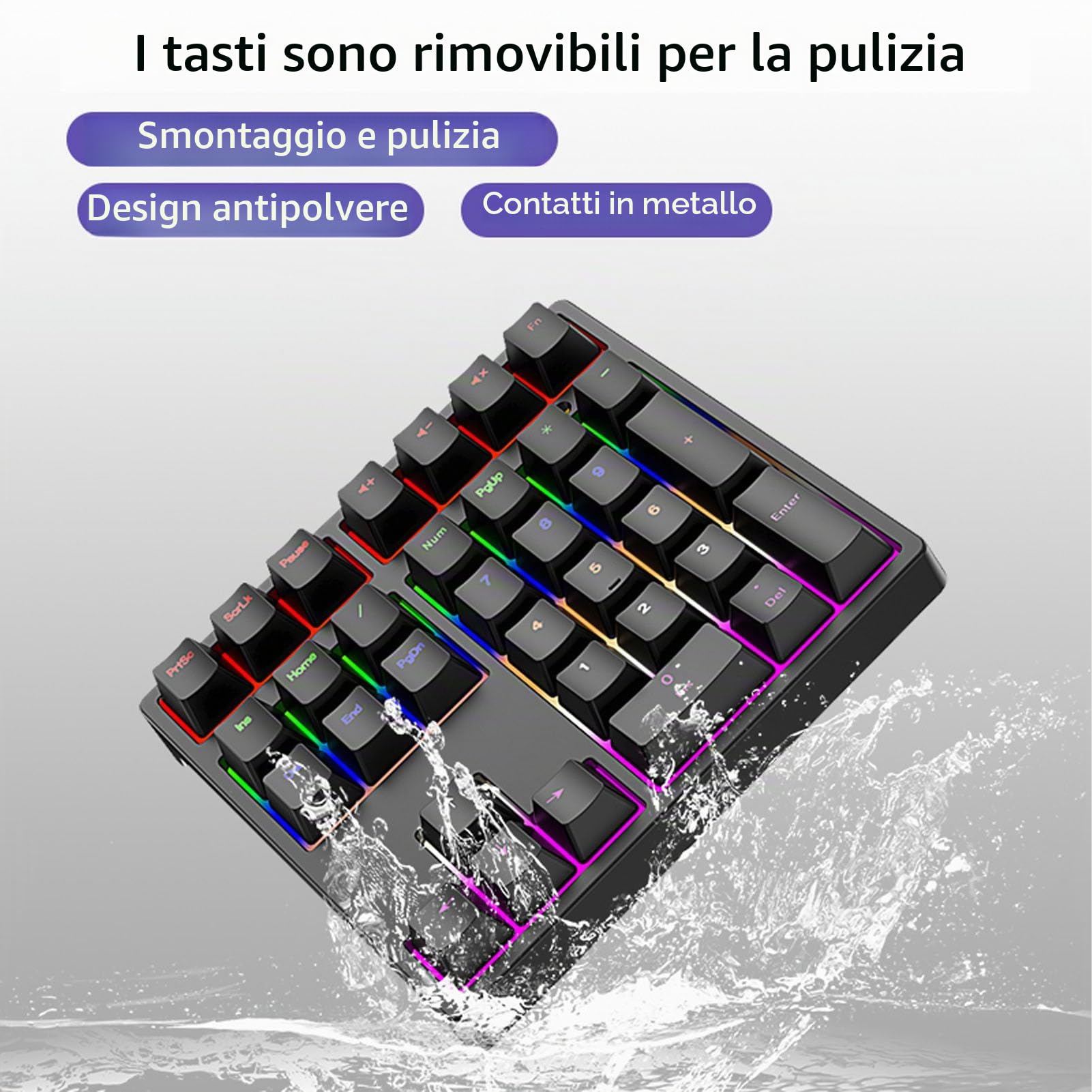 Zunate Tastierino Numerico Meccanico, Tastierino Numerico Cablato USB C a 34 Tasti, Retroilluminazione RGB, Interruttori Blu, Tastiera Numerica Esterna per PC Desktop Portatile, per (BLACK)