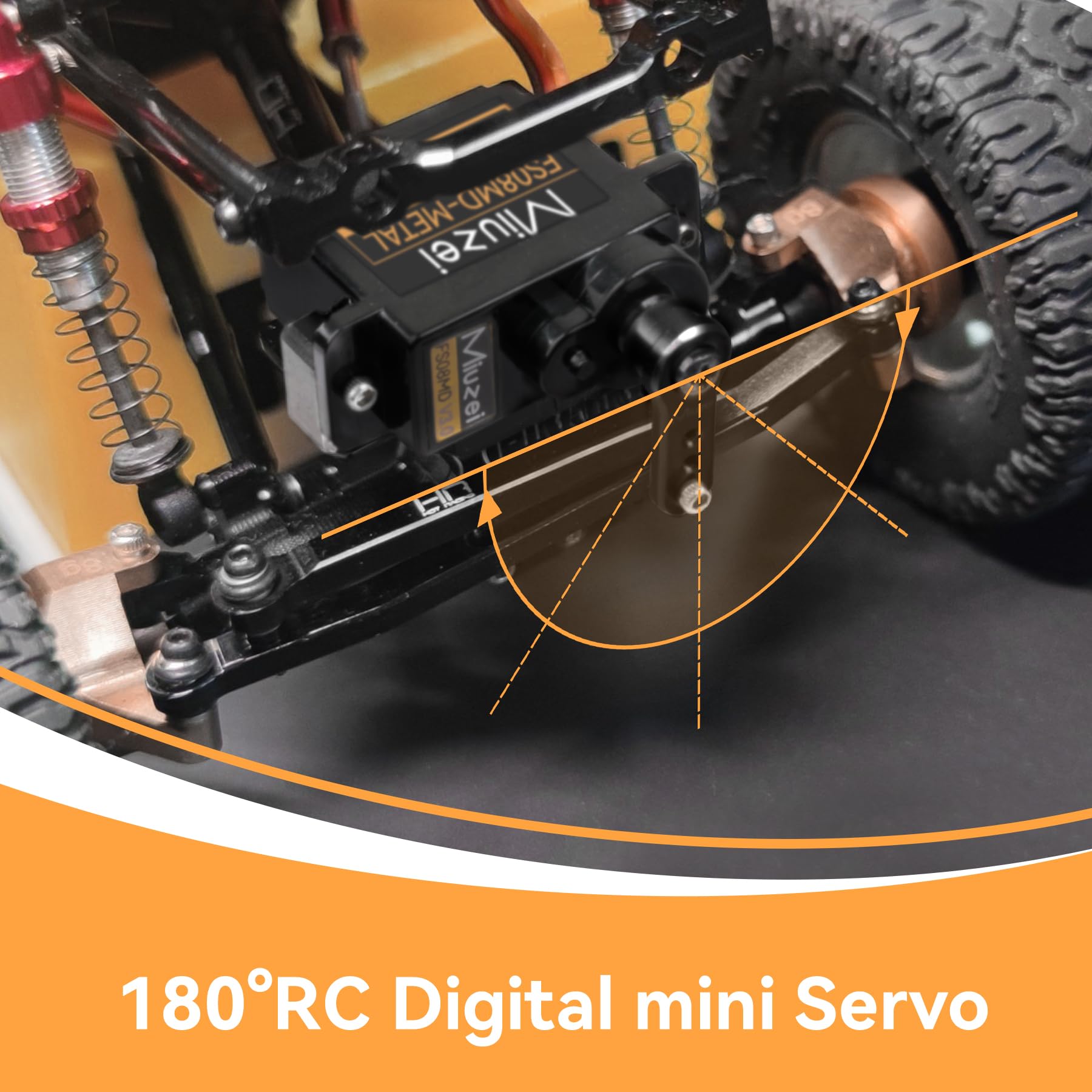 Miuzei Micro Digitale Servomotore 12g 180° Metallo Rame Ingranaggi per Arduino SCX24 AX24 Robotico Braccio Auto 1/24 con Servomotore Cavo, Corno e Supporto Accessori (Neri 2 Pezzi)
