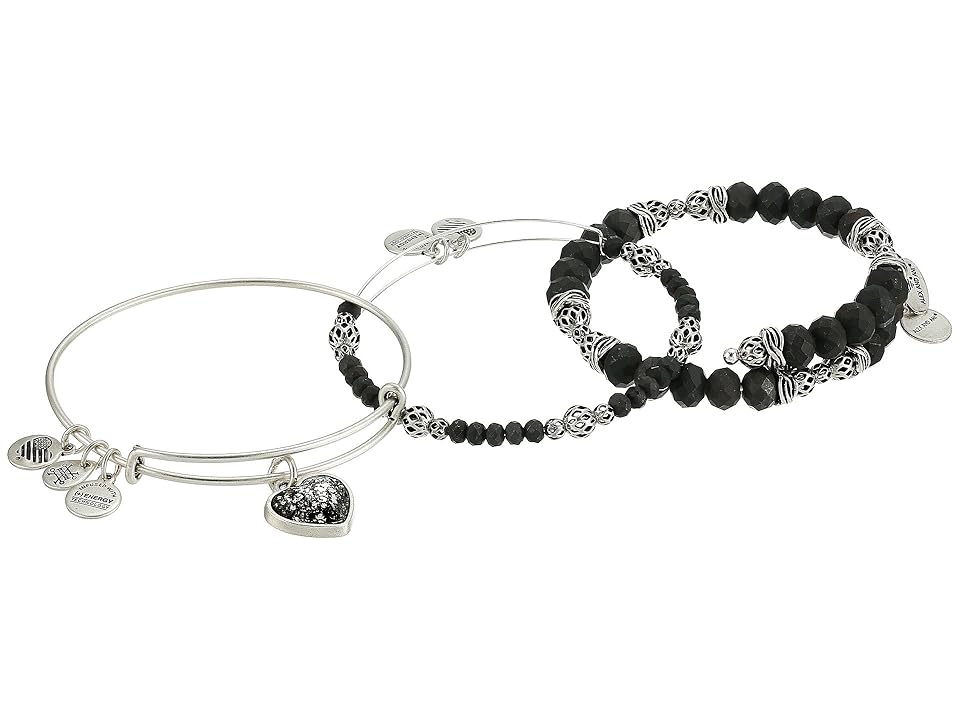 

Alex and Ani Crystal Patina Heart Set Of 3 Bracelet (Rafaelian Silver) Bracelet