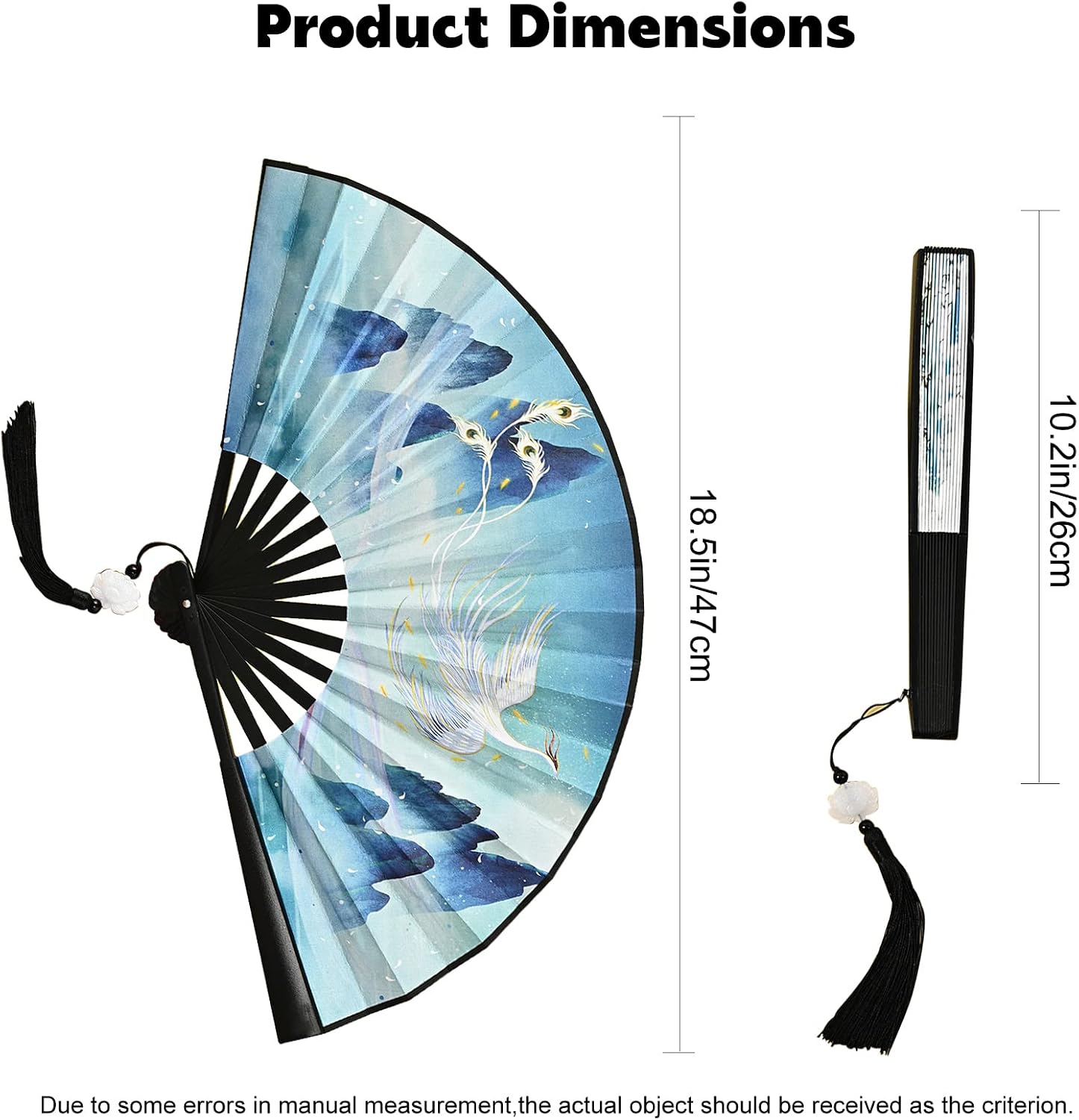 Folding Fan Handheld Fans Vintage Folding Hand Fans with Tassel,Hand Fans for Women Foldable,Plastic Hand Folding Fans for Home, Dancing, Party, Wedding Decoration Chinese Fans image 2