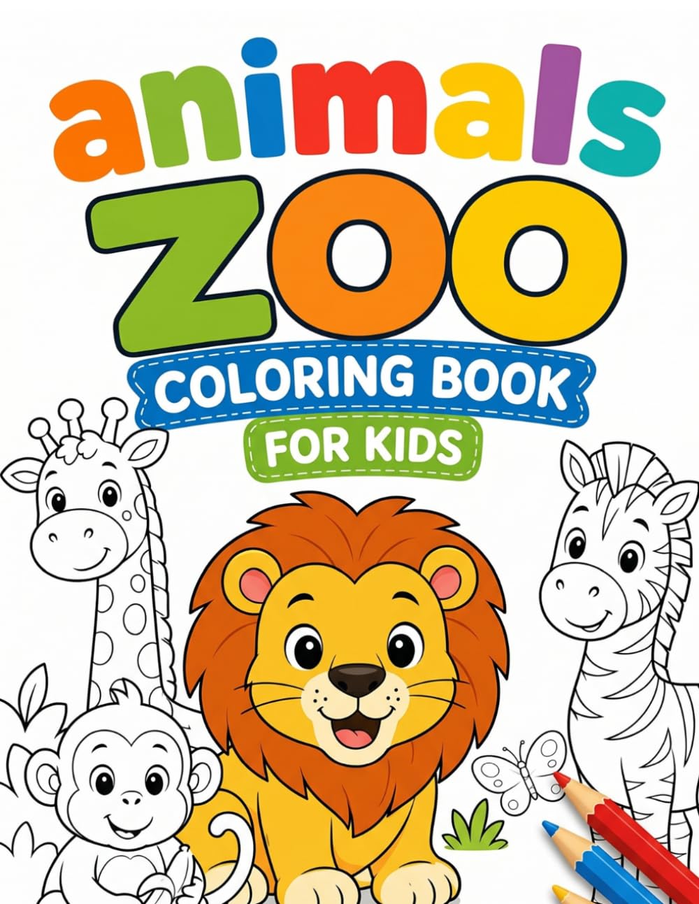 Animals Zoo Coloring Book for Kids: 40 Easy & Cute Animal Illustrations