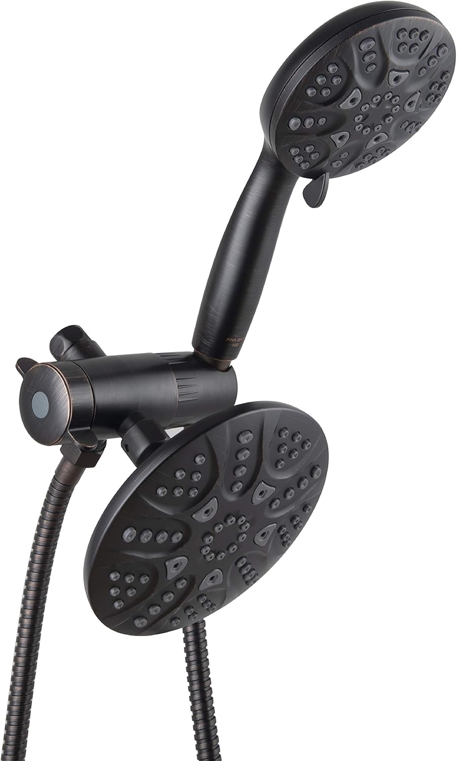 New Anti-Clog 6 Wide 30-Setting Rain Shower with Handheld Shower Head Combo + 5 ft Shower Hose with Brass Connectors (Oil Rubbed Bronze)