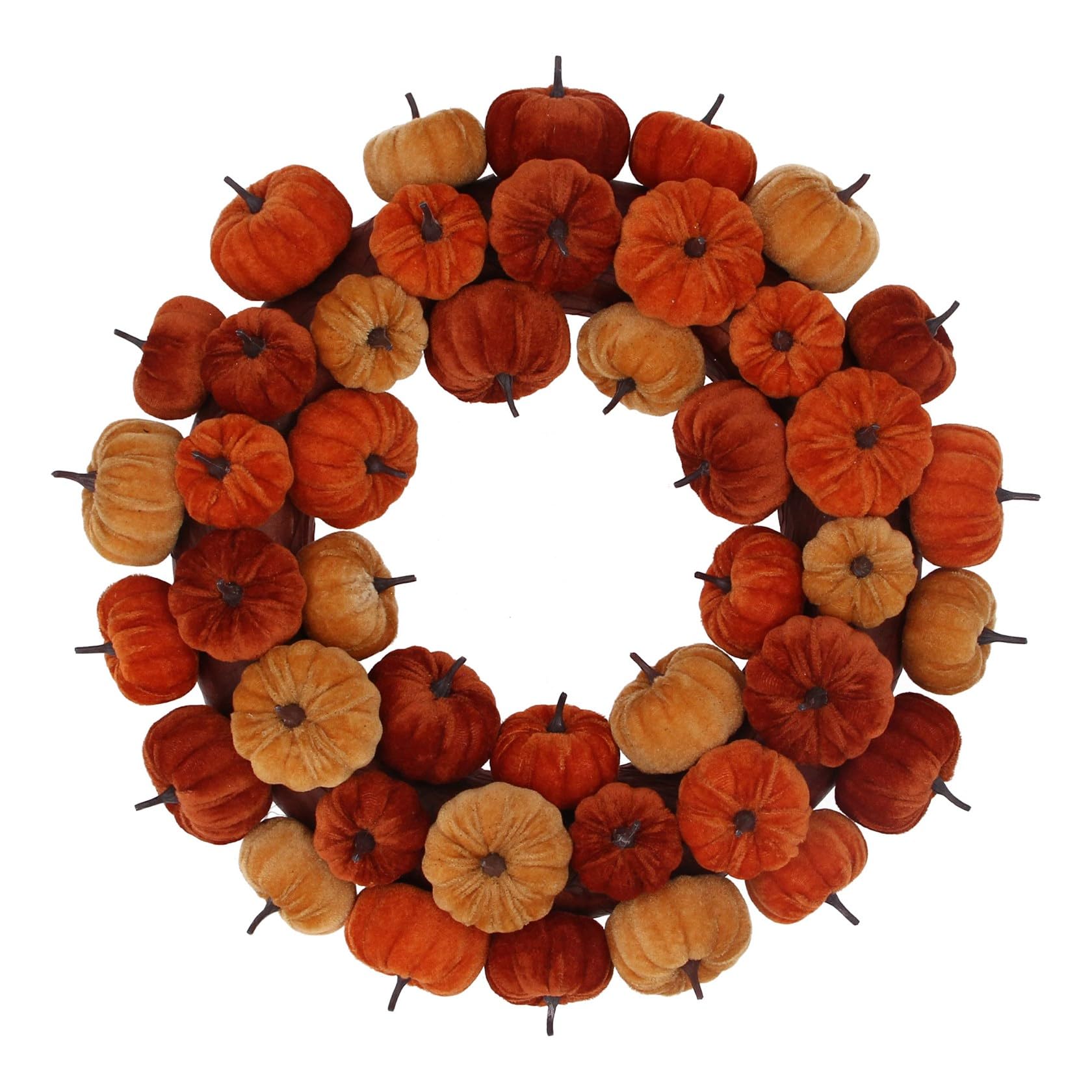 Gisela Graham Multicolor Velvet Pumpkin Wreath Halloween Decoration