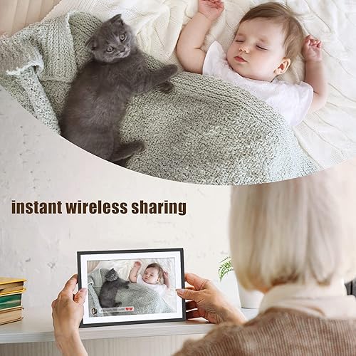 Miniatura 10 de Frameo Marco de fotos digital WiFi de 10.1 pulgadas, marco de fotos digital inteligente con 16 GB de almacenamiento, pantalla táctil IPS HD de 1280