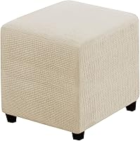 Vista 1 de Fundas otomanas, fundas cuadradas de tela jacquard para reposapiés, fundas protectoras para taburetes de almacenamiento, fundas otomanas elásticas