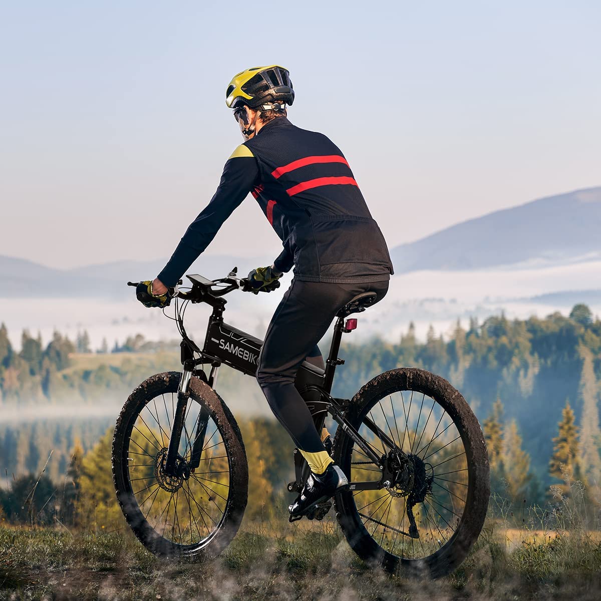 SAMEBIKE Bicicleta Eléctrica Plegable 26" para Adultos | Montaña, 48V 10.4Ah Batería Extraíble, 21 Velocidades, Pantalla LCD a Color, Blanco