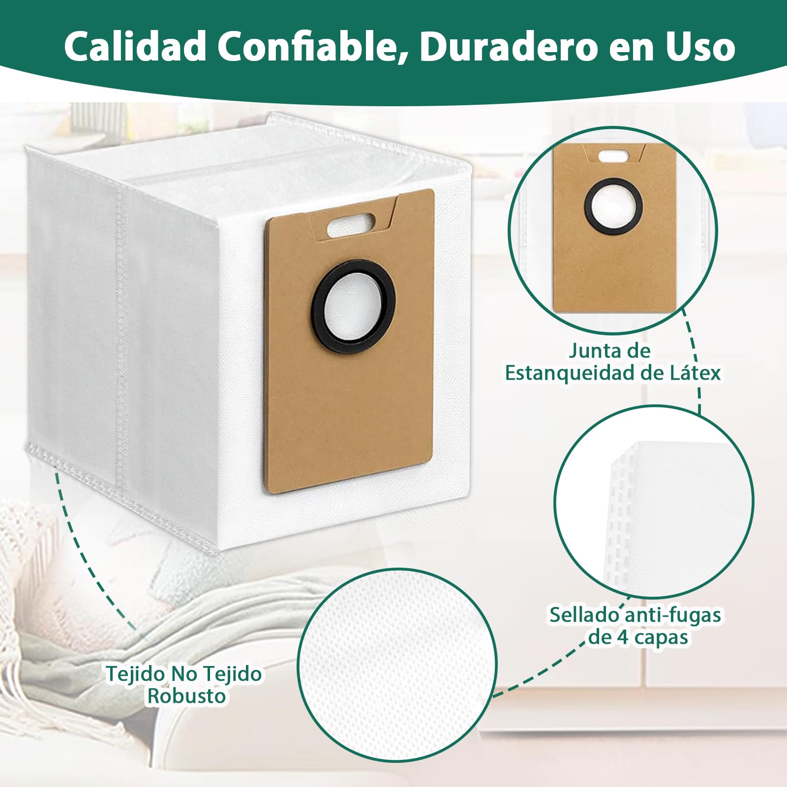 KGC 12 Piezas Bolsas Aspiradora RVA202 para Tapo RV30 Max Plus, Bolsas Aspiradora Compatible con Tapo RV20 Max Plus, Bolsas de 3L de Alta Capacidad para Bolsa para Polvo de Aspiradora
