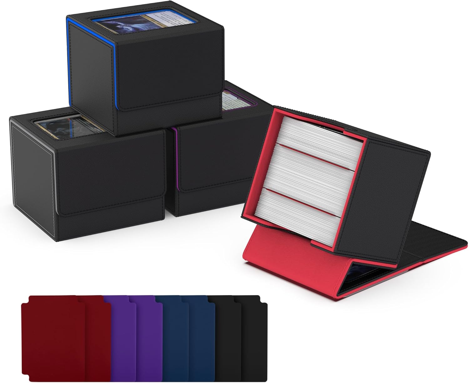 ZLCA 4 PCS MTG Commander Deck Box, Card Deck Box for Trading Card, Holds 100+ Double Sleeved Cards Fits for Magic Cards TCG CCG (Multicolor)