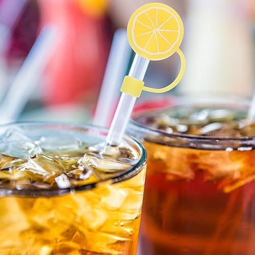 Miniatura 5 de Tapón de popote de silicona, 3 unidades, fundas de paja de limón, reutilizables, cubiertas de pajita de silicona, tapones para vasos y pajita de