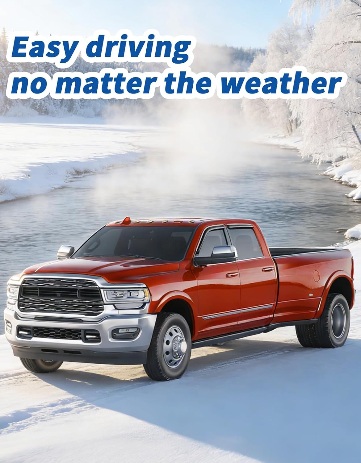 Tape-on Rain Guards Fit for Dodge Ram 1500 2009-2024 Ram 2500 & 3500 2010-2025 Extra-Thick Window Rain Guard Window Deflectors Window Vent Visors Vent Shades Exterior Car Accessories-4PCS