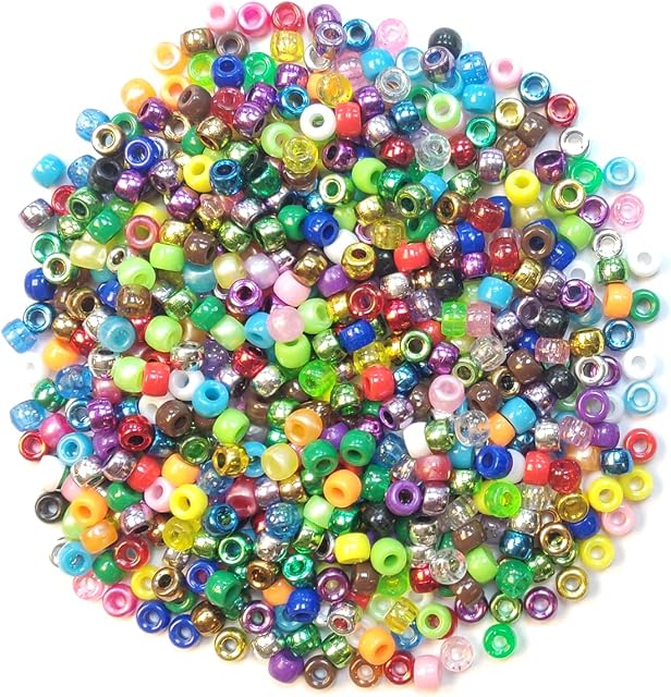 arkCRAFT 4-in-1 Assorted Pearlised/Glitter/Metallic/Bright Pony Beads PK-1000 (4 in 1)