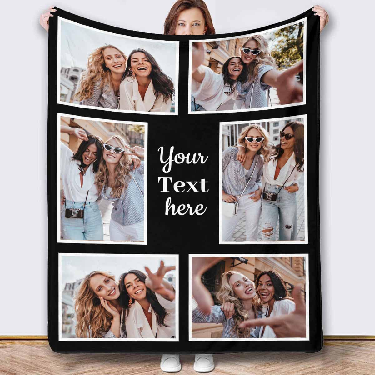 Newcos Personalized Photo Blankets Customized Throw Blankets with Picture Birthday Christmas Anniversary Valentines for Mom Women Best Friends Couple 6 Pictures