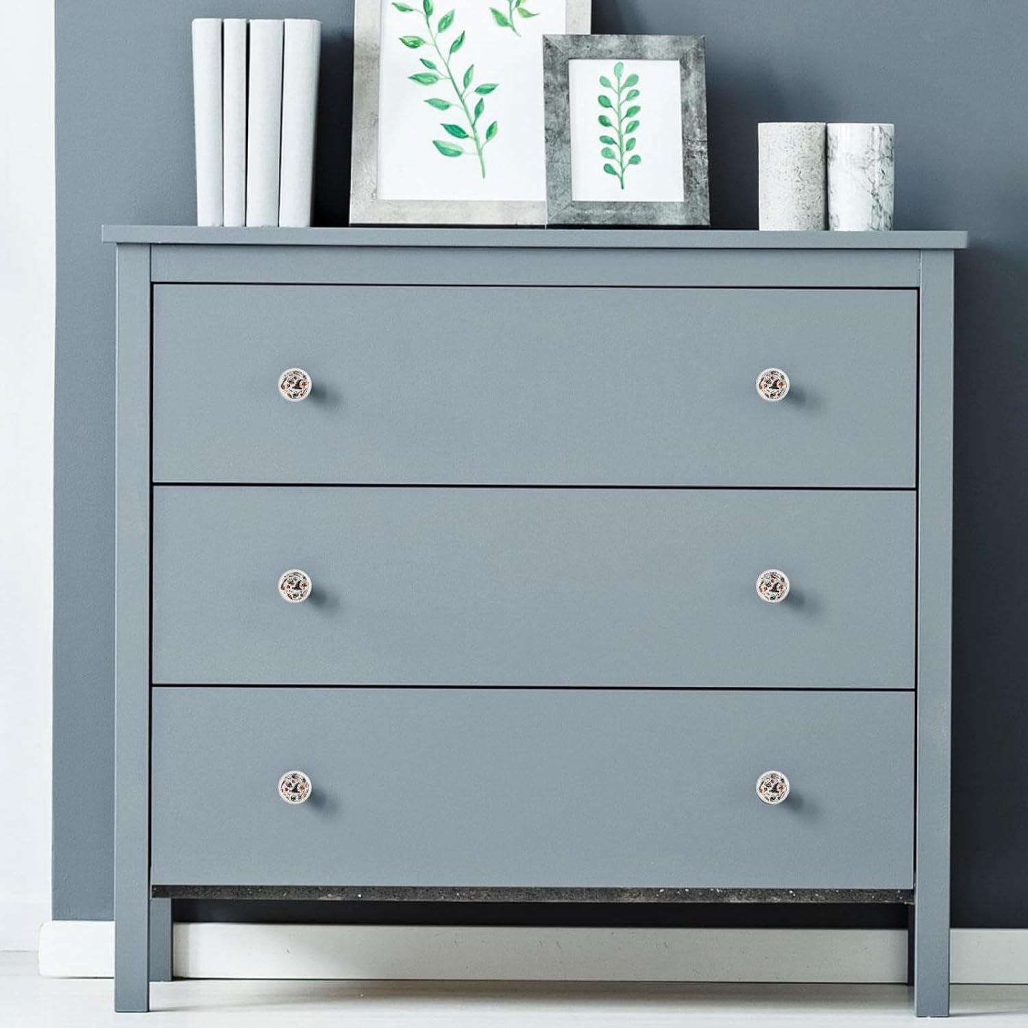 Black Base Helloween Decorations Pattern Cabinet Knobs, Modern Decorative Drawer Knobs for Furniture Hardware, Easy Install for Kitchen Cabinet