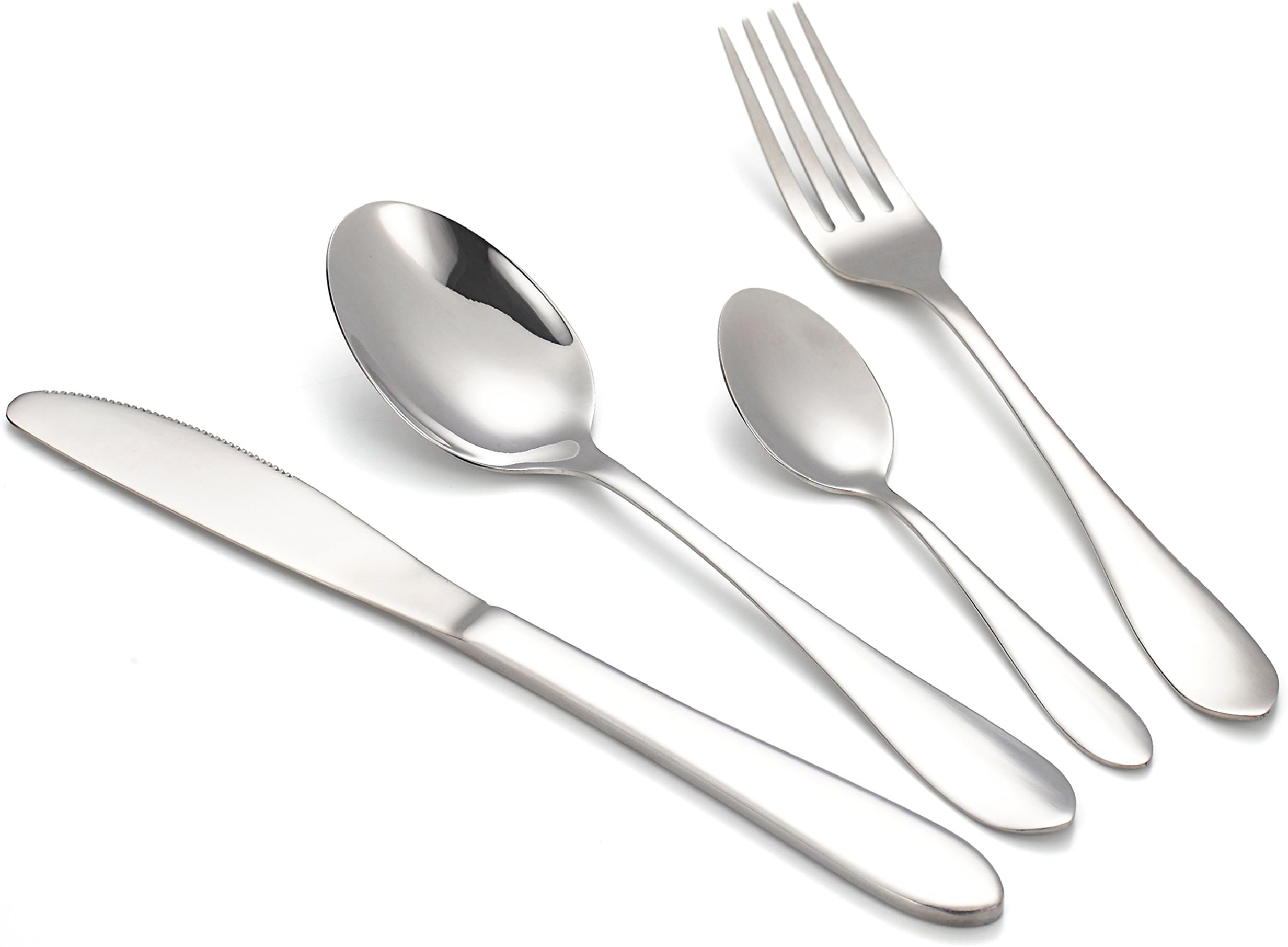 JUNye Stainless Steel Silverware Sets Mirror Polished, Flatware Set 24-Piece Set, Service for 6, Include Knife/Fork/Spoon/Tea Spoons, Tableware Dinnerware Utensil Set