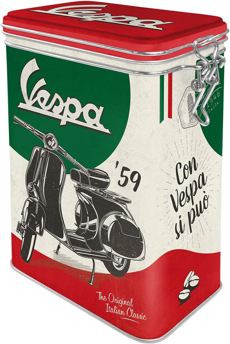 Nostalgic-Art Vespa Retro Coffee Canister 1.3 Litre - The Italian Classic - Gift Idea for Scooter Fans, Tin Tin with Aroma Lid, Vintage Design