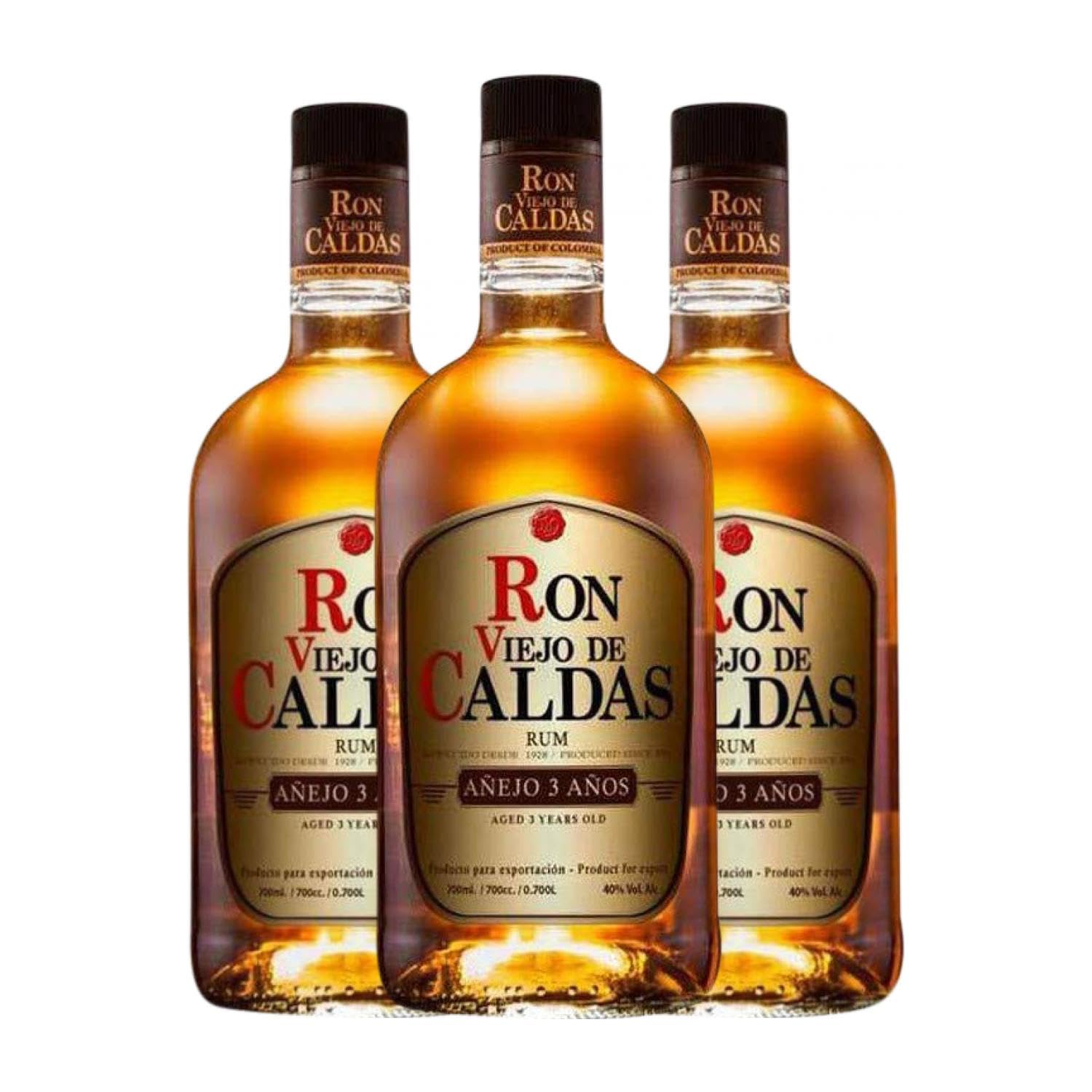 Ron Viejo de Caldas 3 Años 70 cl (Caja de 3 Botellas de 70 cl)