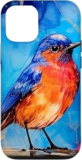 Eastern Bluebird Cute Alcohol Ink Art Bird Case for iPhone 12/12 Pro