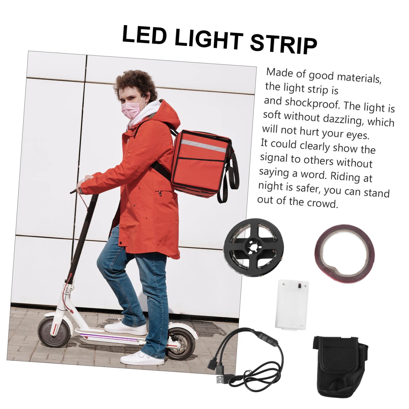 Toddmomy Striscia Luminosa Per Monopattino Elettrico Con Adesivo Kit Ricambi Facile Da Installare Per Scooter Illuminazione Sicura e Visibilità Potenziata Per Altri Modelli