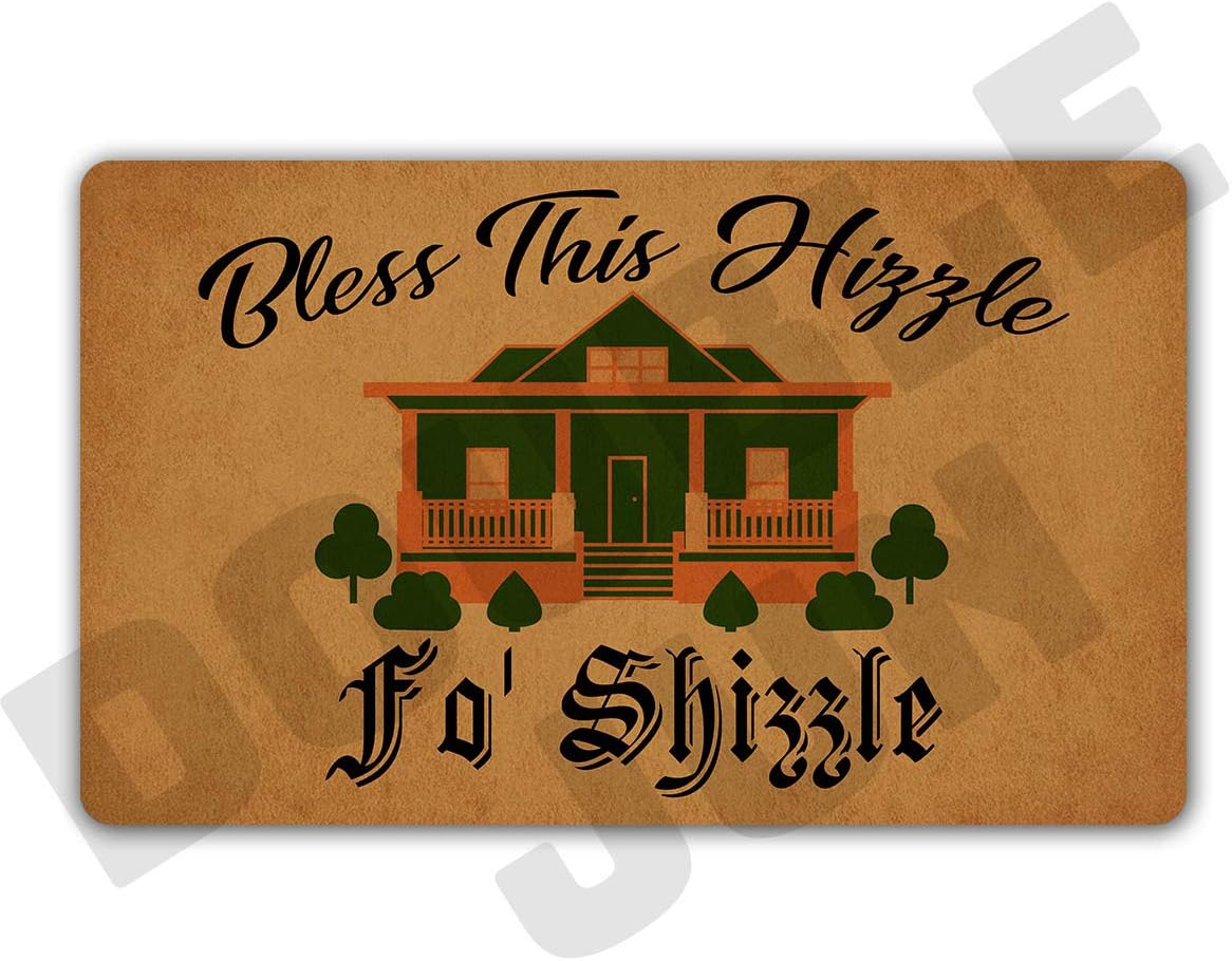 DoubleJun Funny Bless This Hizzle Fo' Shizzle Entrance Mat Floor Rug Indoor/Front Door Mats Home Decor Machine Washable Rubber Non Slip Backing 29.5"(W) X 17.7"(L)