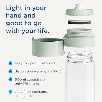 BRITA Water Filter Bottle Model Vital (600ml), 2x MicroDisc Filters